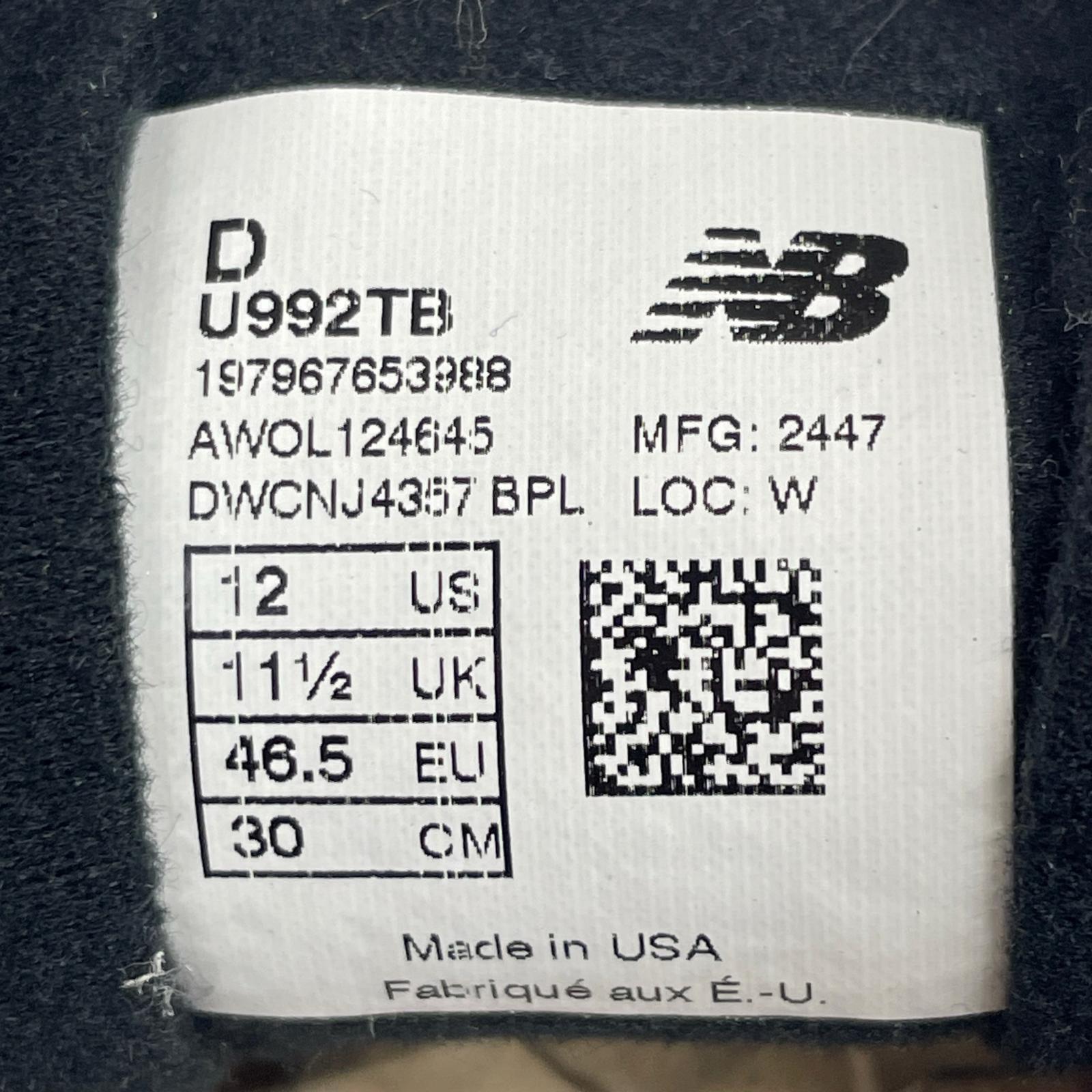 スニーカー U992TB 30cm (US12 UK11 1/2 EU50) ブラック
