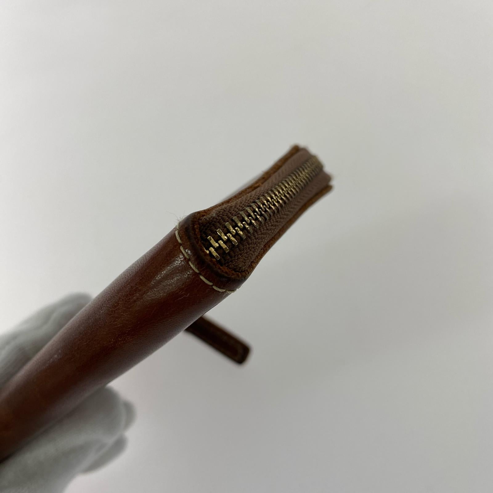 コンパクトウォレット ヌメ革L字ファスナー ブラウン