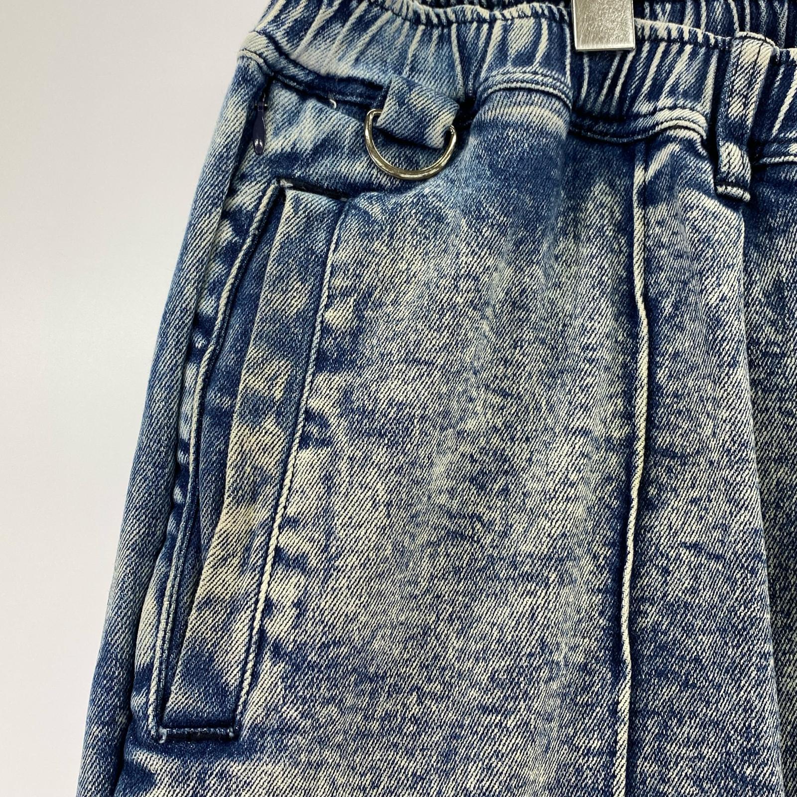 デニムパンツ ケミカルウォッシュ インディゴ (XL) ブルー