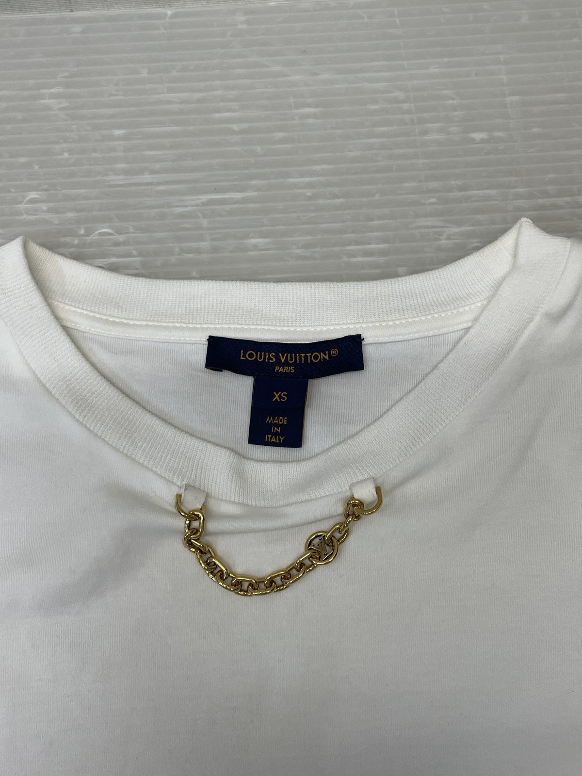 LOUIS VUITTON 23SS LVチェーンTシャツ XS 白 RW231W UOL FOTS44