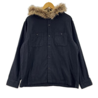 長袖シャツ 24FW Fur trim Flannel Hooded Shirt S ブラック