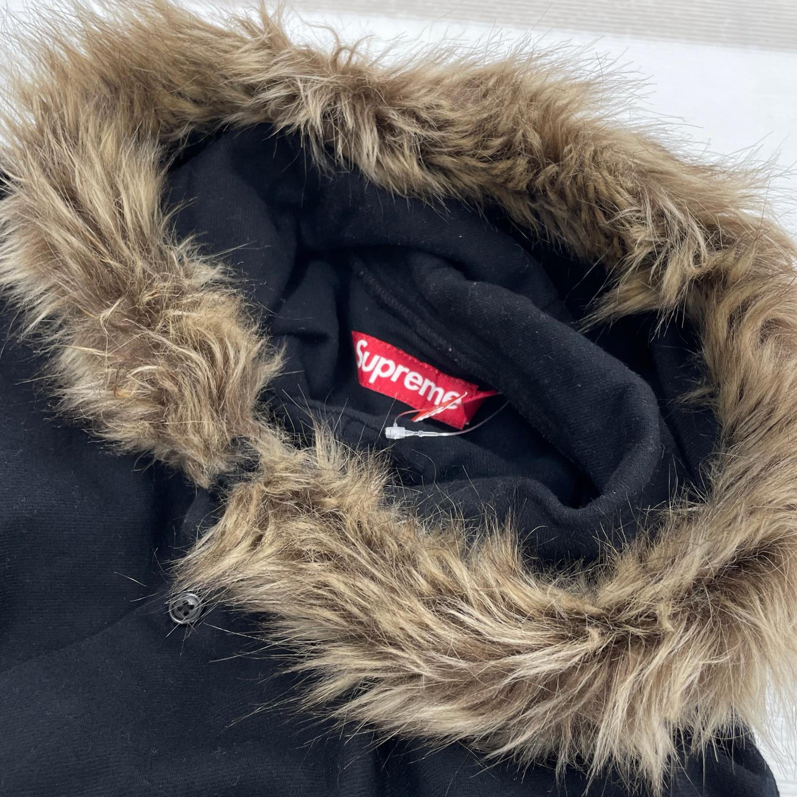 長袖シャツ 24FW Fur trim Flannel Hooded Shirt S ブラック