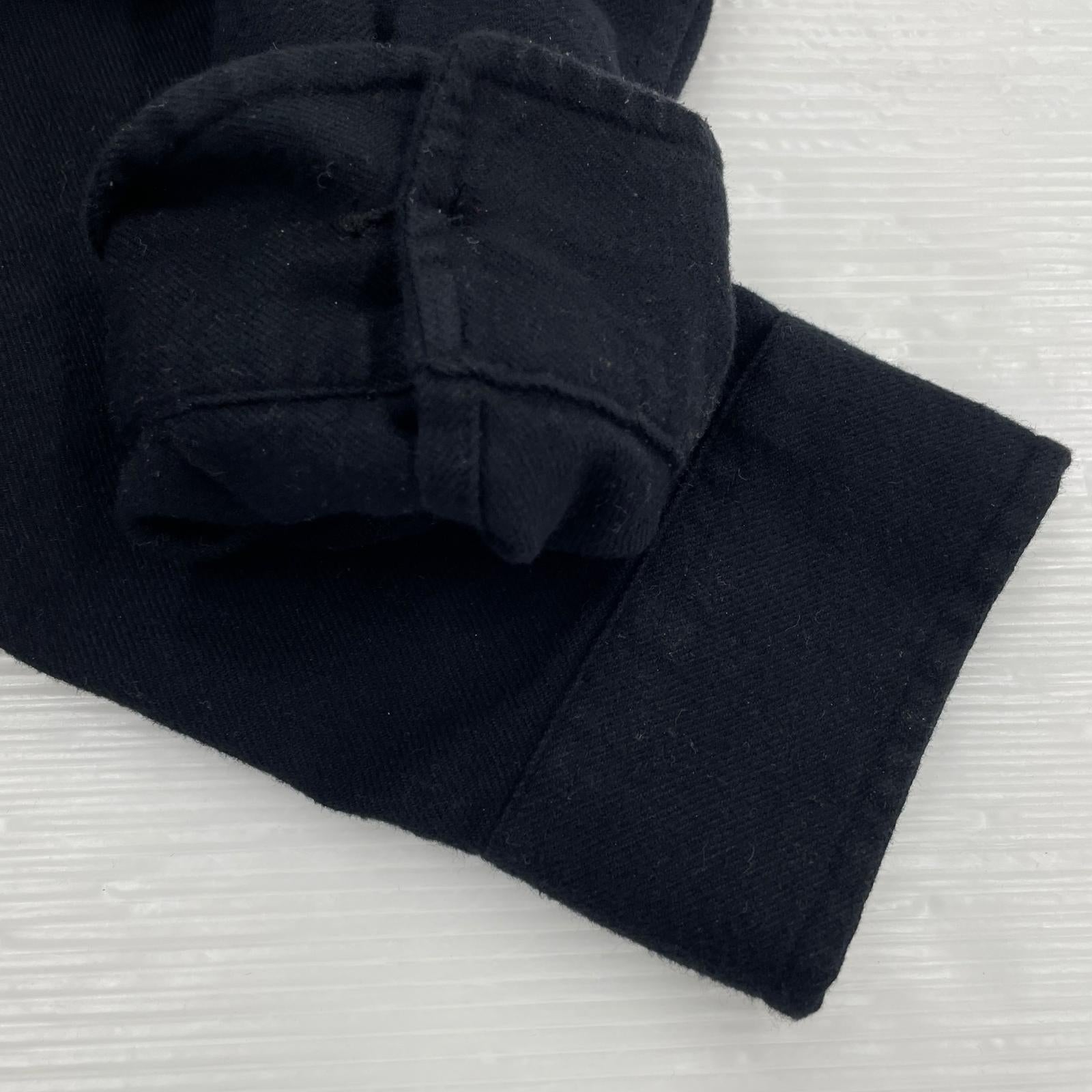 長袖シャツ 24FW Fur trim Flannel Hooded Shirt S ブラック