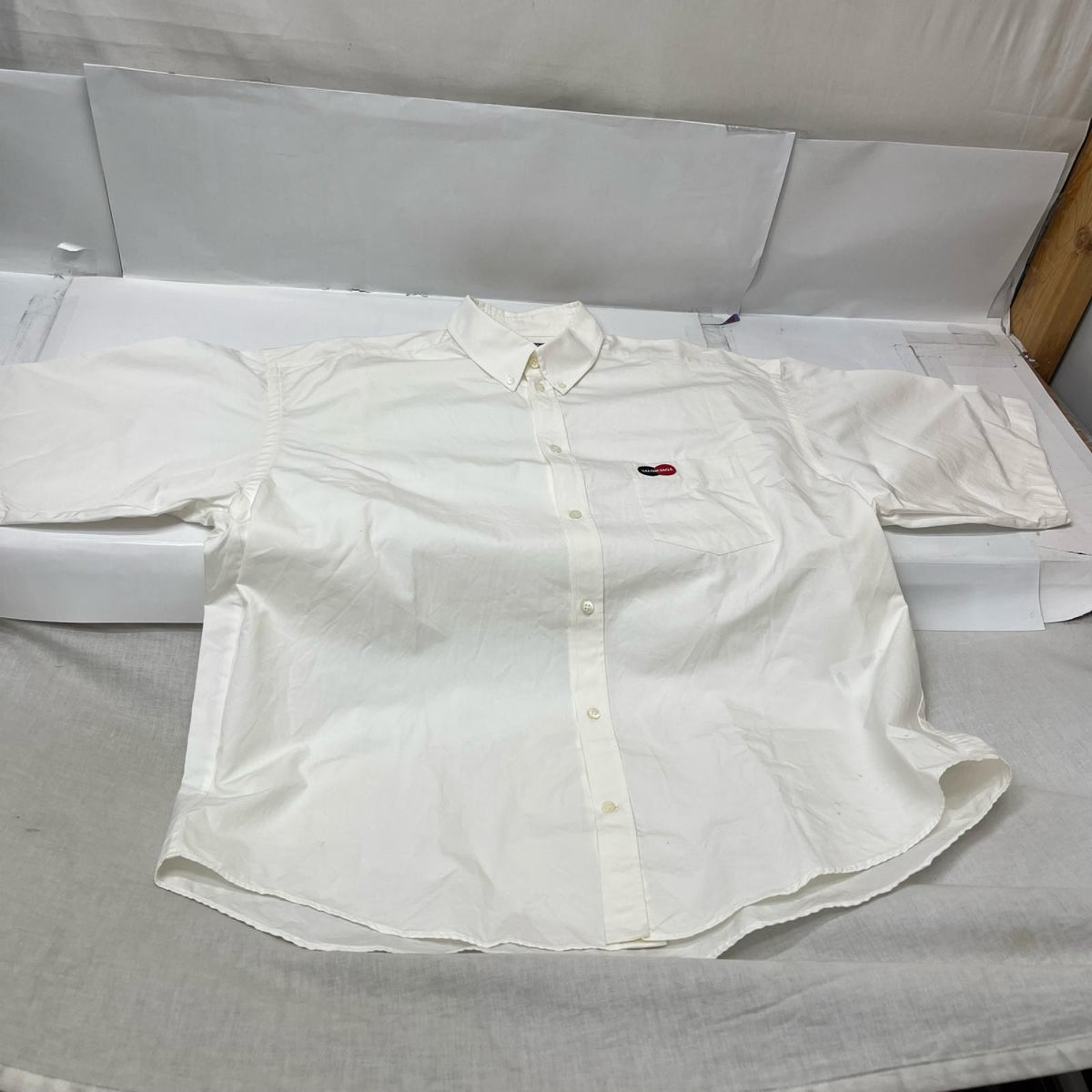 Balenciaga/半袖ｼｬﾂ/白/39/半袖ビッグシルエットコットンシャツ 39 622260 TIM39