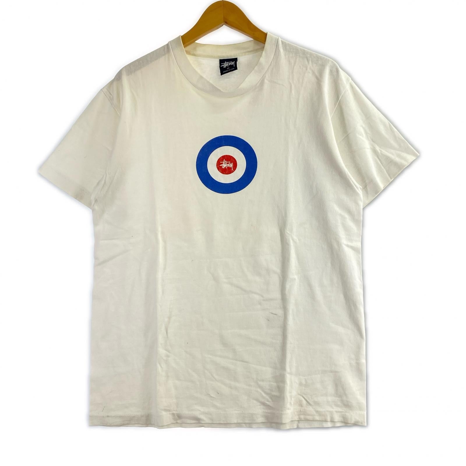 半袖Ｔシャツ OLD STUSSY 90s 紺タグ ターゲットマーク Tシャツ M ホワイト