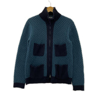 ニット ﾌﾙｼﾞｯﾌﾟﾆｯﾄｼﾞｬｹｯﾄ BLU S ネイビー