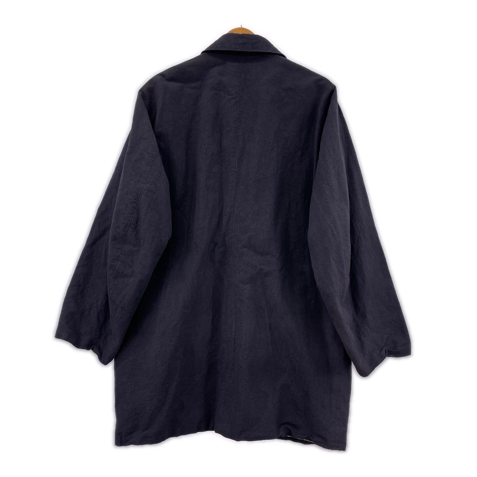 ジャケット リネン混 ステンカラージャケット 紺 (M) M ネイビー
