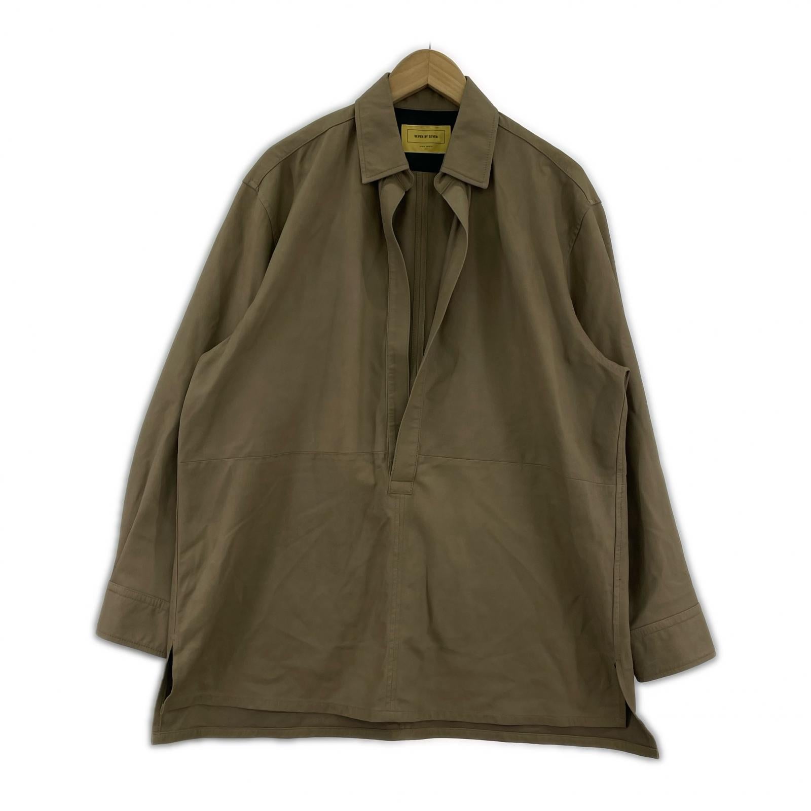 長袖シャツ LETHAER PULLOVER SHIRTS　M M ブラウン