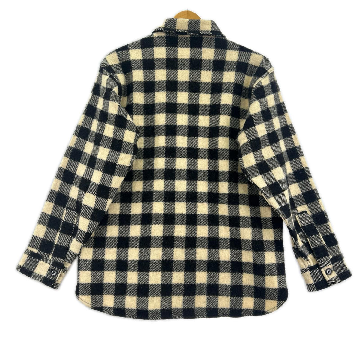 長袖シャツ L.L.Bean OLD FRIENDS ﾊﾞｯﾌｧｰﾛｰﾁｪｯｸ ｳｰﾙｼｬﾂｼﾞｬｹｯﾄ M ﾎﾜｲﾄ×ﾌﾞﾗｯｸ M ブラック