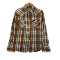 長袖シャツ 70S~ Wrangler ウエスタンシャツ チェック ブラウン (M) M ブラウン