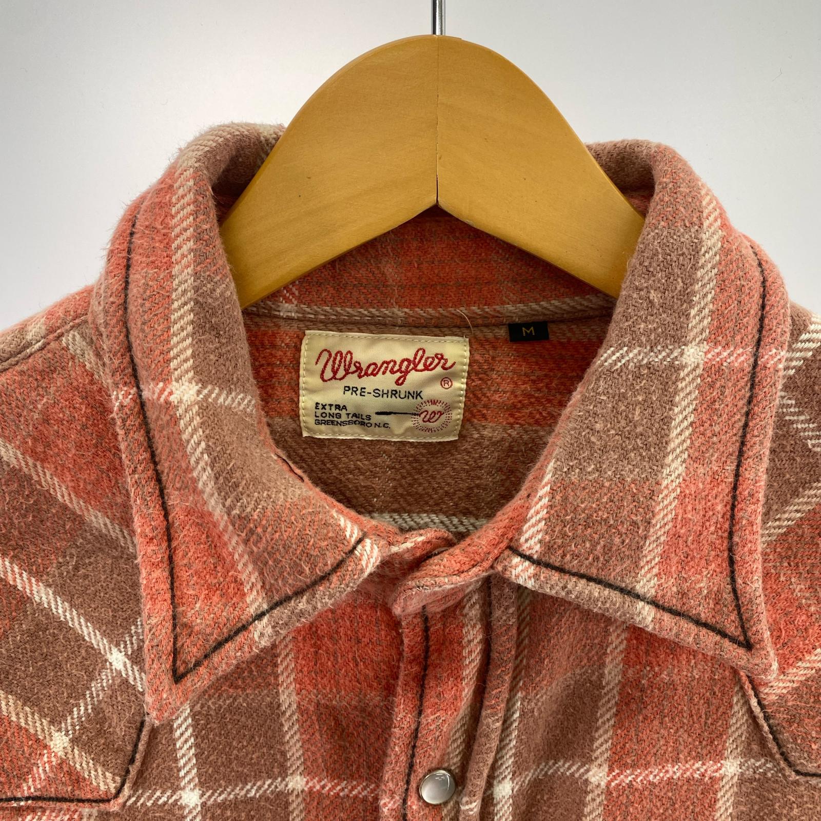 長袖シャツ 70S~ Wrangler ウエスタンシャツ チェック ピンク (M) M