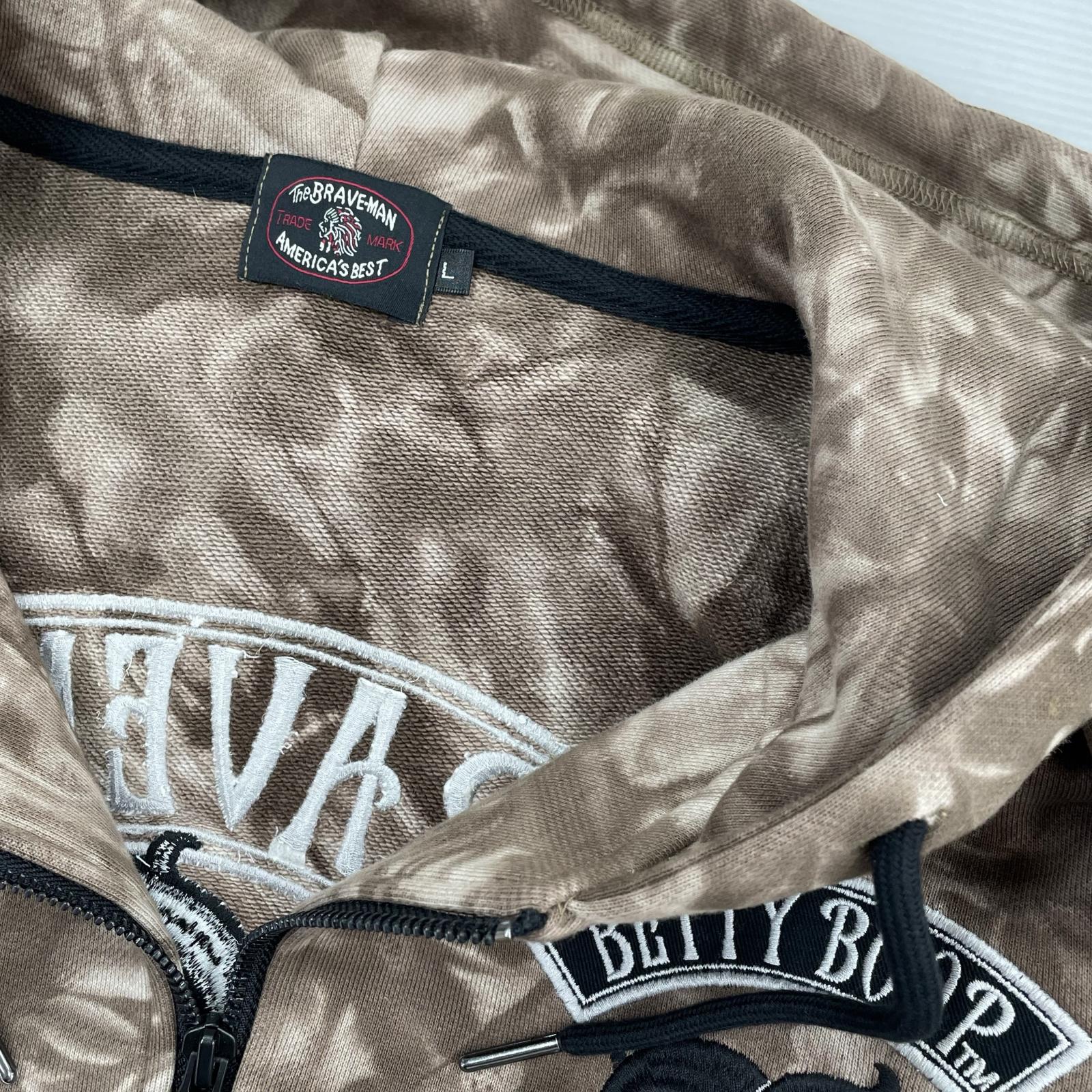 パーカー The BRAVE-MAN × BETTY BOOP ダイダイ柄 L L ブラウン