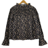 長袖Ｔシャツ MERLETTE 花柄ブラウス 黒 マルチカラー