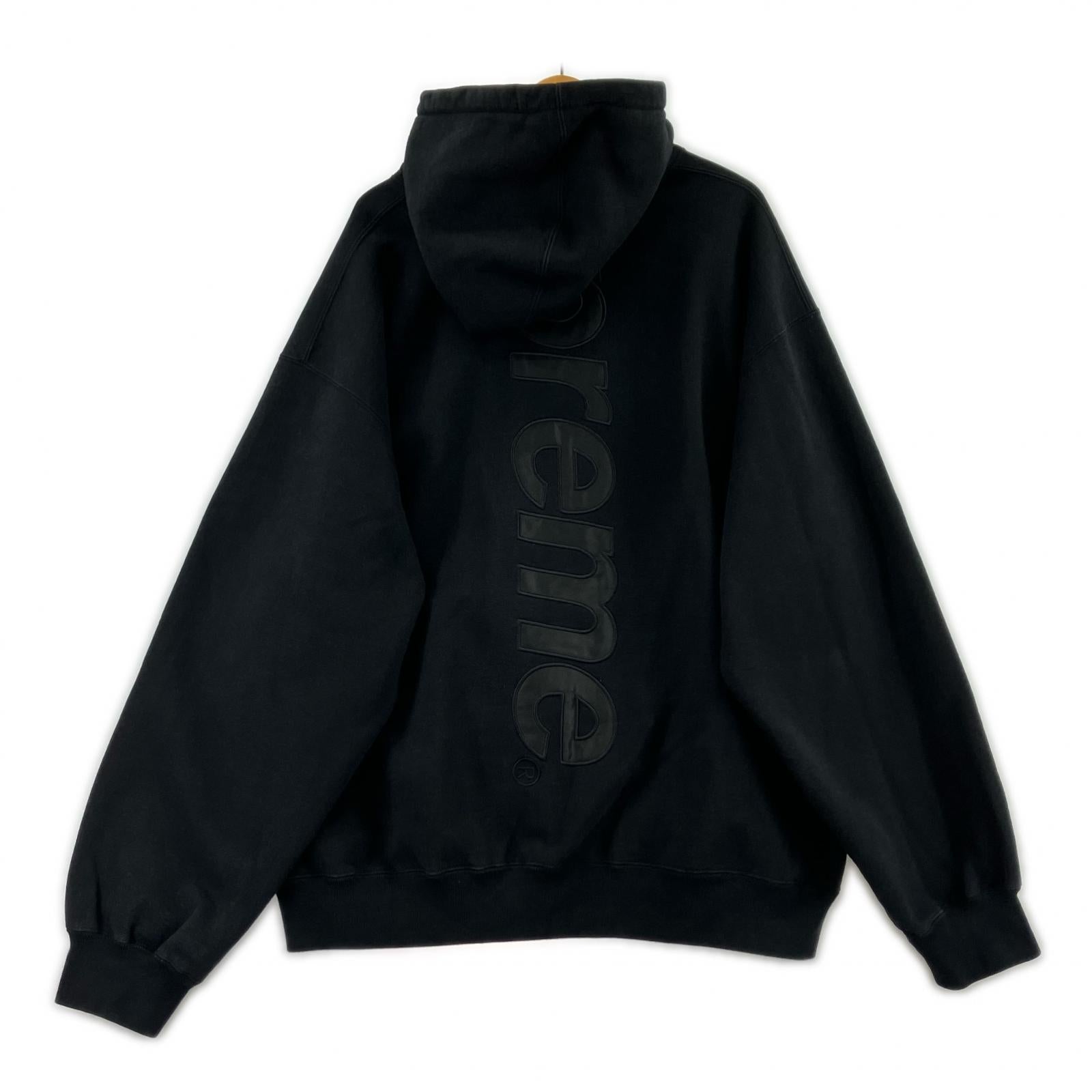 パーカー satin applique hooded sweatshirt（XL） ブラック