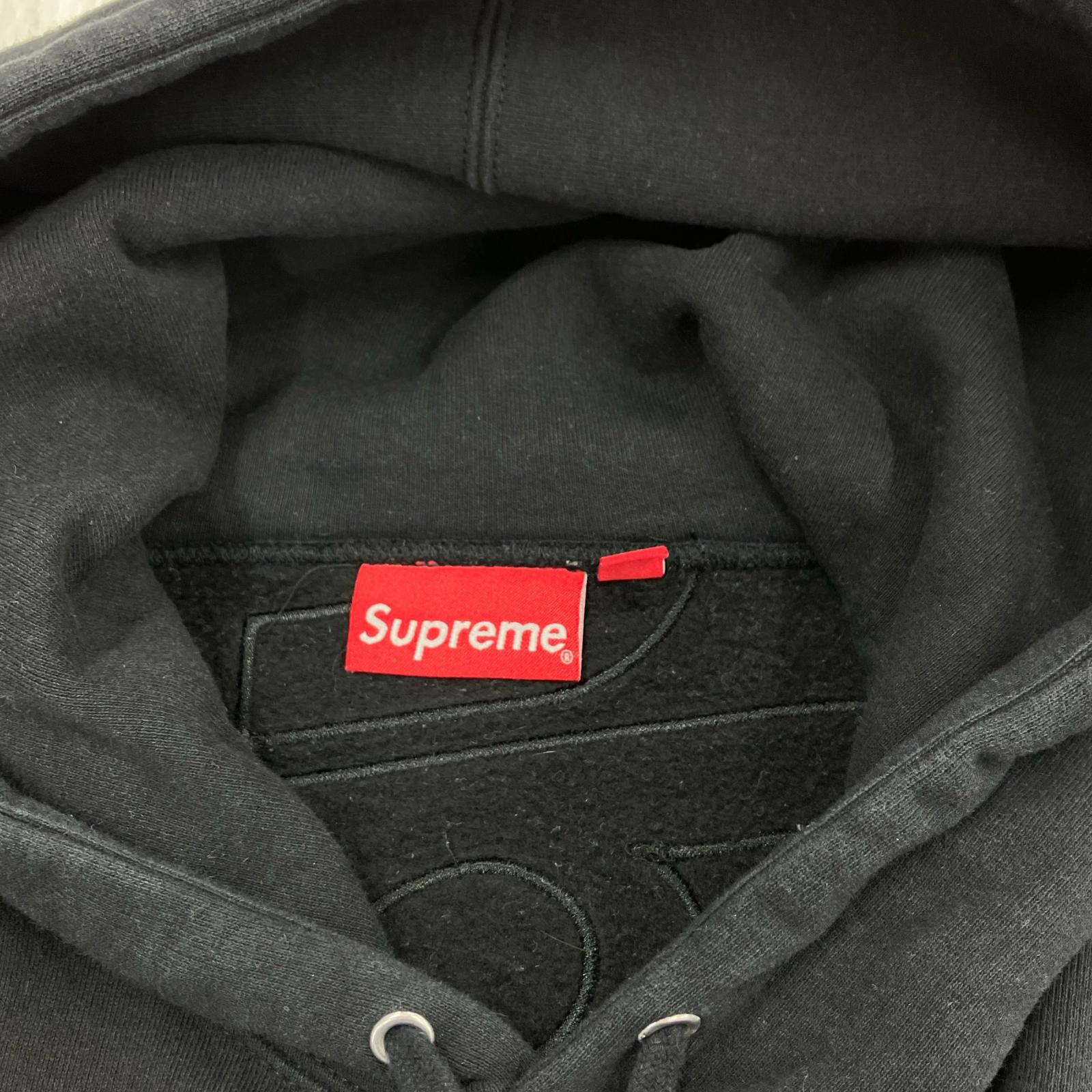 パーカー satin applique hooded sweatshirt（XL） ブラック