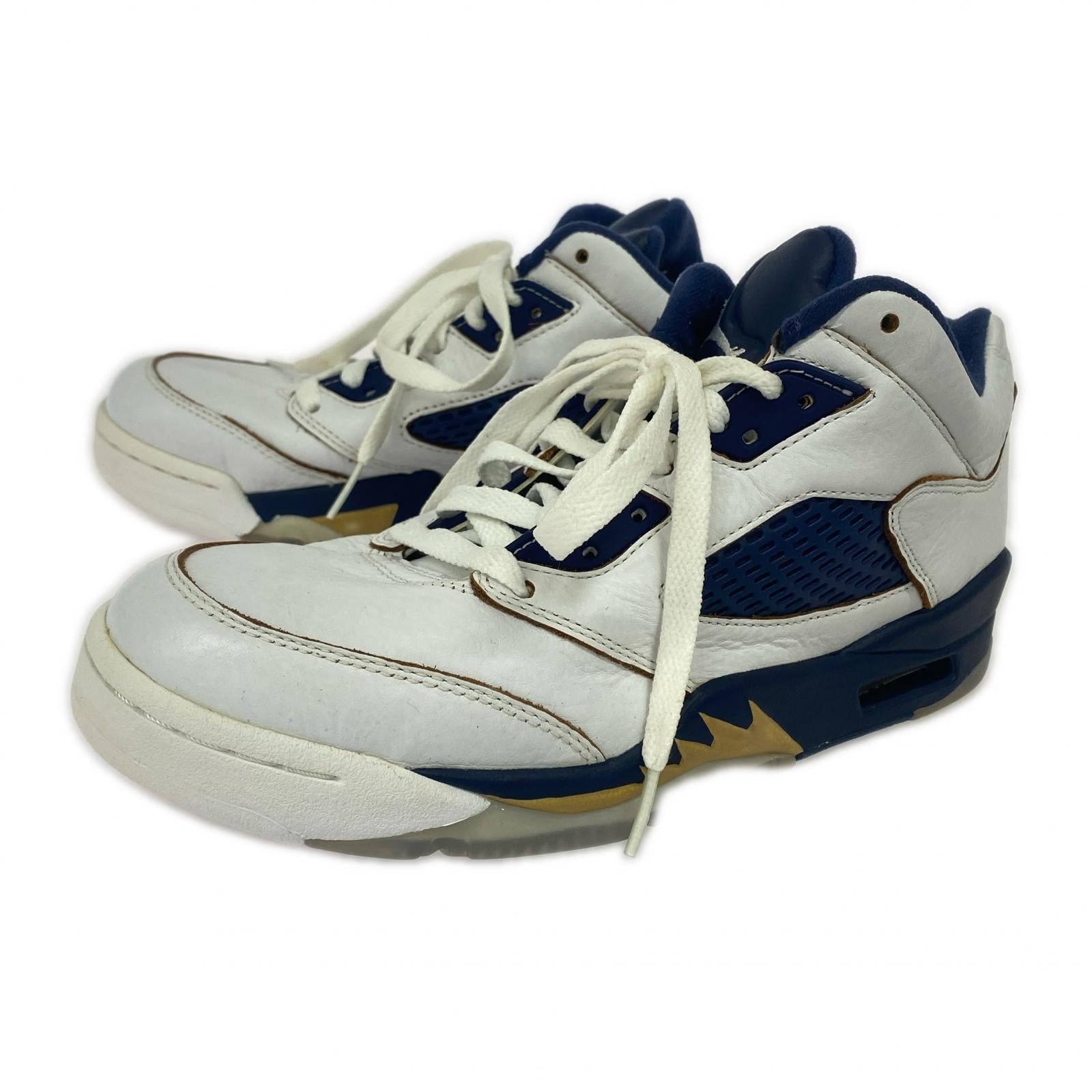 スニーカー AIR JORDAN 5 LOW NAVY/GOLD 25.0cm 25cm (US7 UK6 1/2 EU40) ホワイト