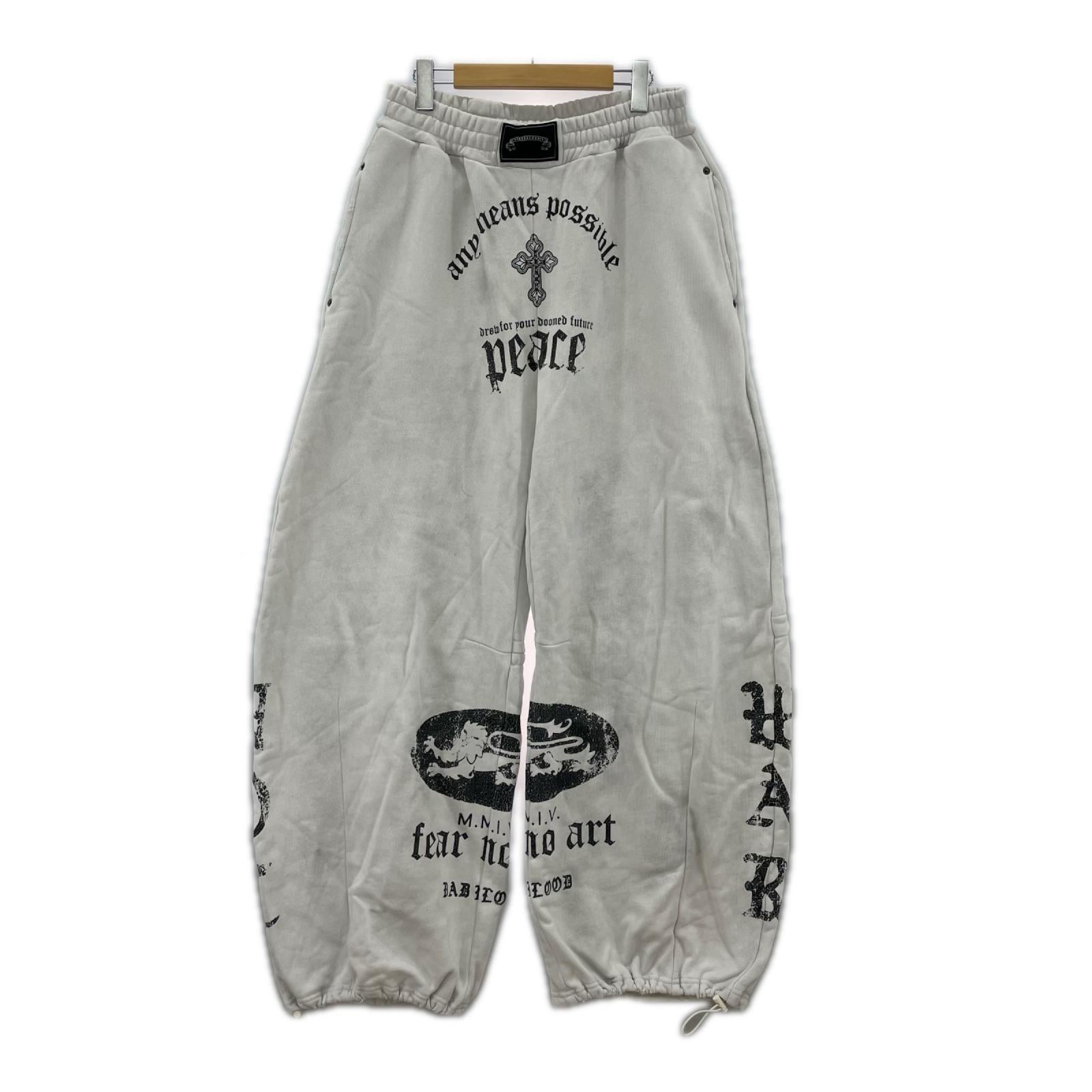 パンツ プリントワイドスウェットパンツ GRY (-) M グレー