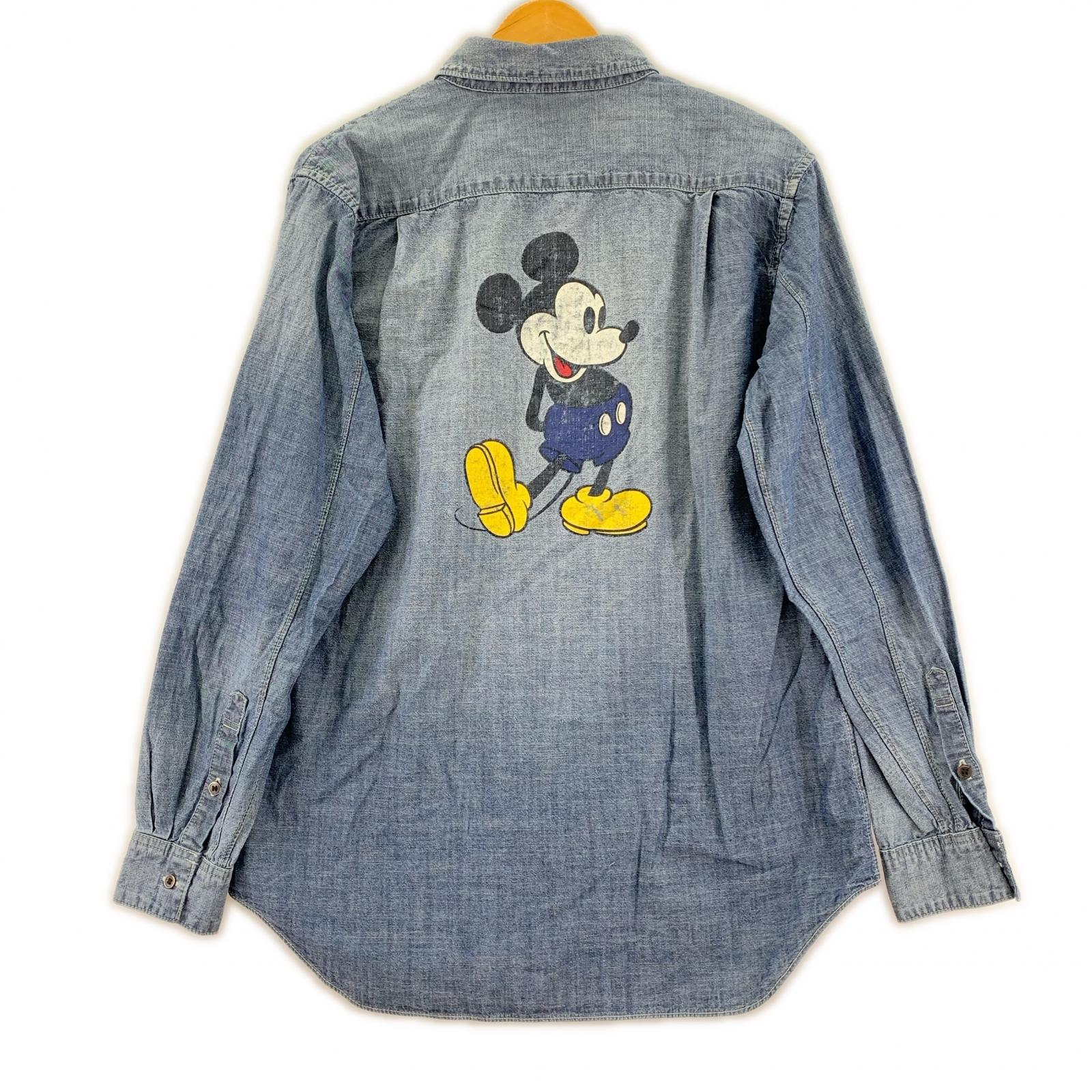 長袖シャツ MickeyMouse Chambray shirt M ブルー