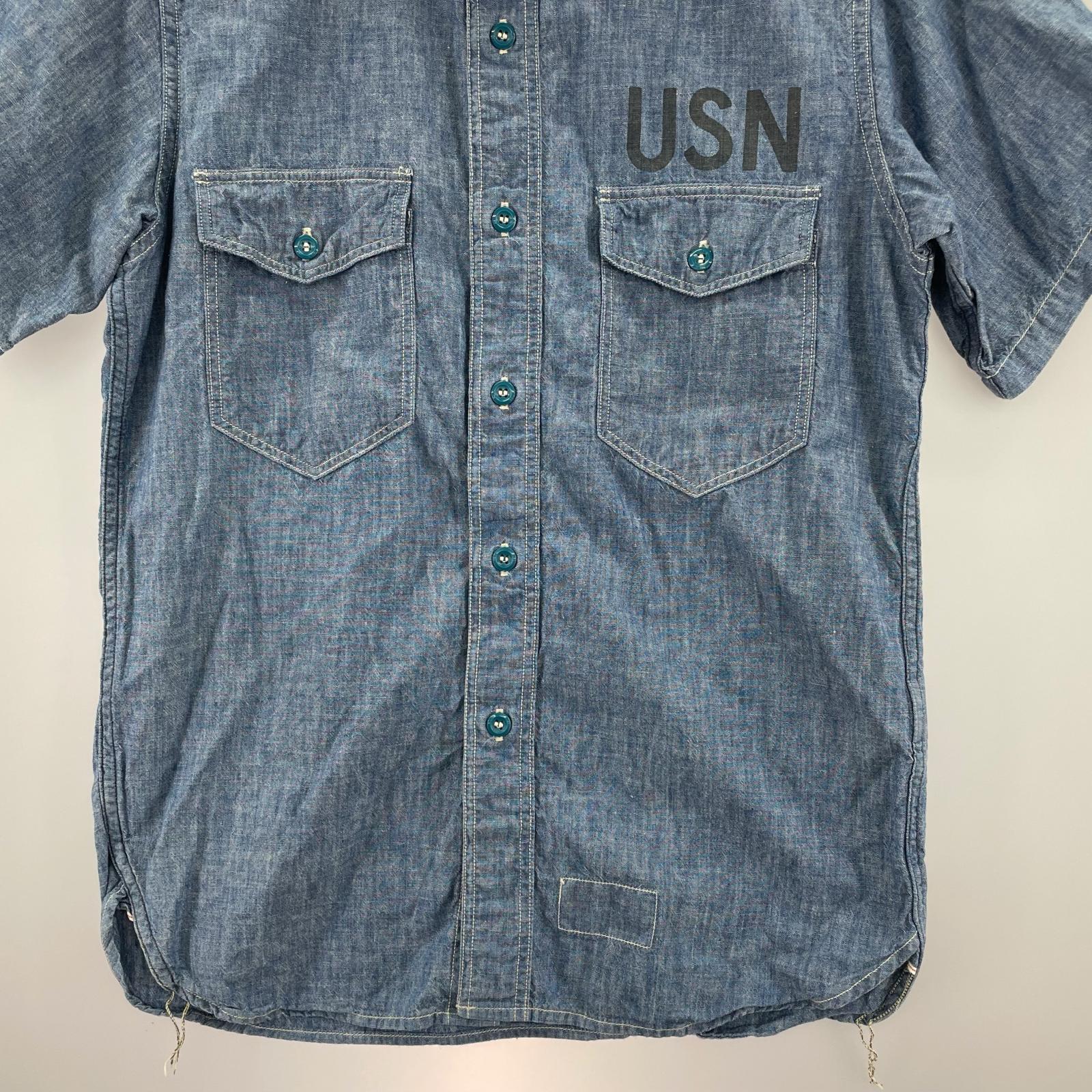 半袖シャツ USN S/S ミリタリーシャンブレーシャツ