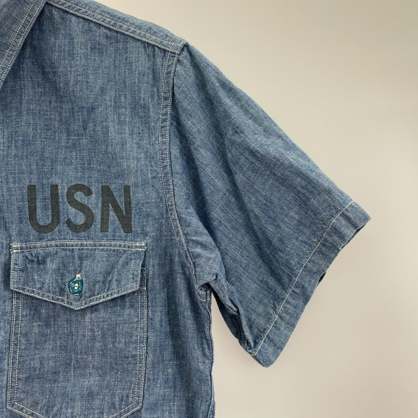 半袖シャツ USN S/S ミリタリーシャンブレーシャツ