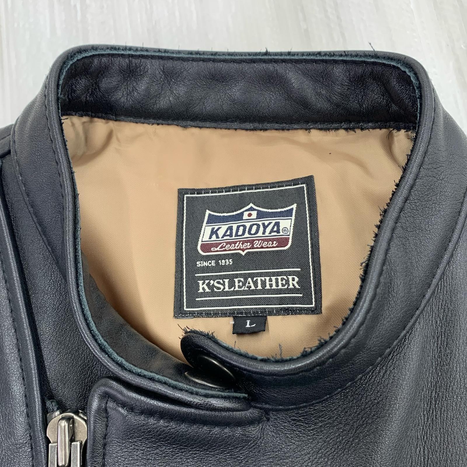 レザージャケット KADOYA シングルライダース レザージャケット SIZE:L L ブラック