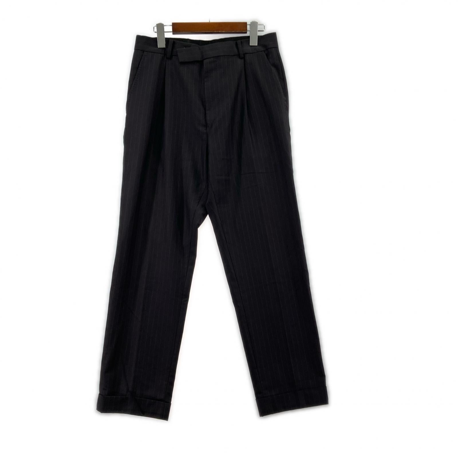 パンツ WACKO MARIA×Ermenegildo Zegna STRIPED PLEATED TROUSERS ストライプスラックス S S ブラック