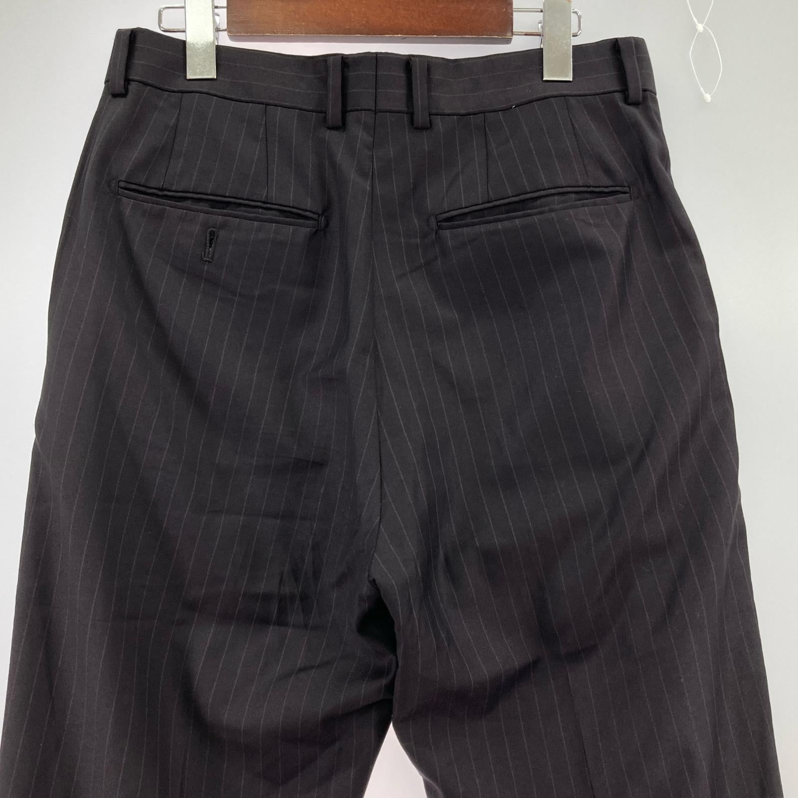 パンツ WACKO MARIA×Ermenegildo Zegna STRIPED PLEATED TROUSERS ストライプスラックス S S ブラック