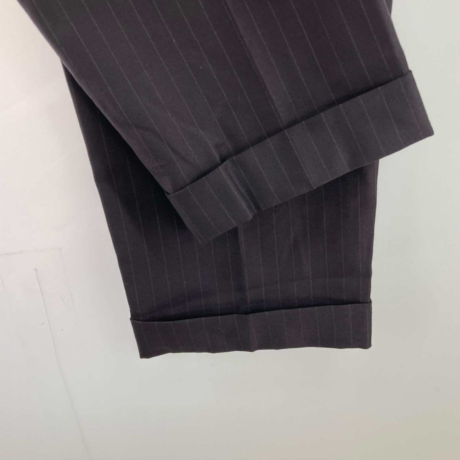 パンツ WACKO MARIA×Ermenegildo Zegna STRIPED PLEATED TROUSERS ストライプスラックス S S ブラック