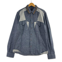 長袖シャツ MARITHE + FRANCOIS GIRBAUD パッチワークデザインシャツ L ブルー L ブルー