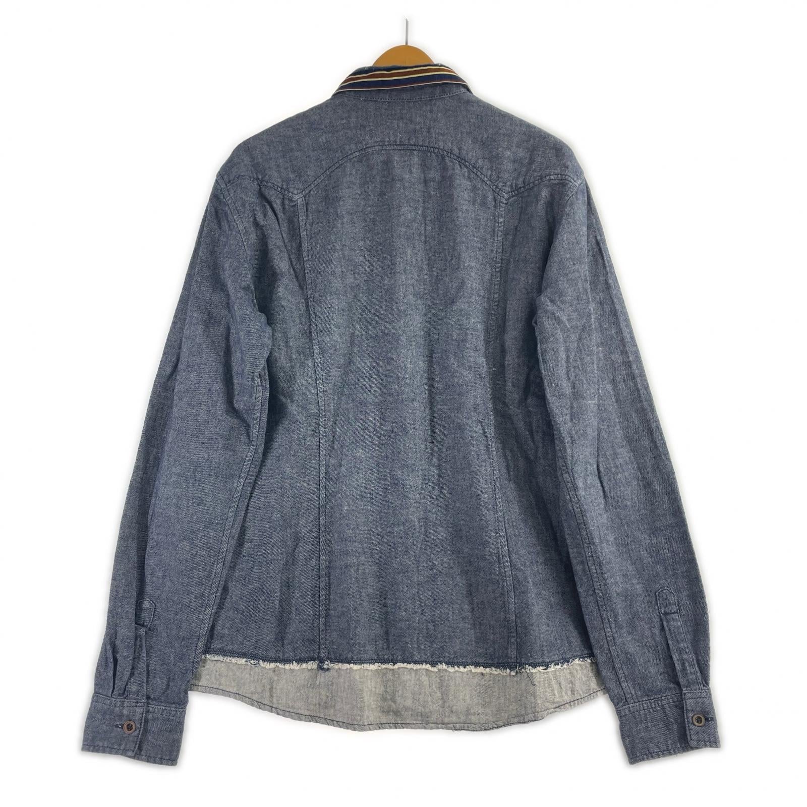 長袖シャツ MARITHE + FRANCOIS GIRBAUD パッチワークデザインシャツ L ブルー L ブルー