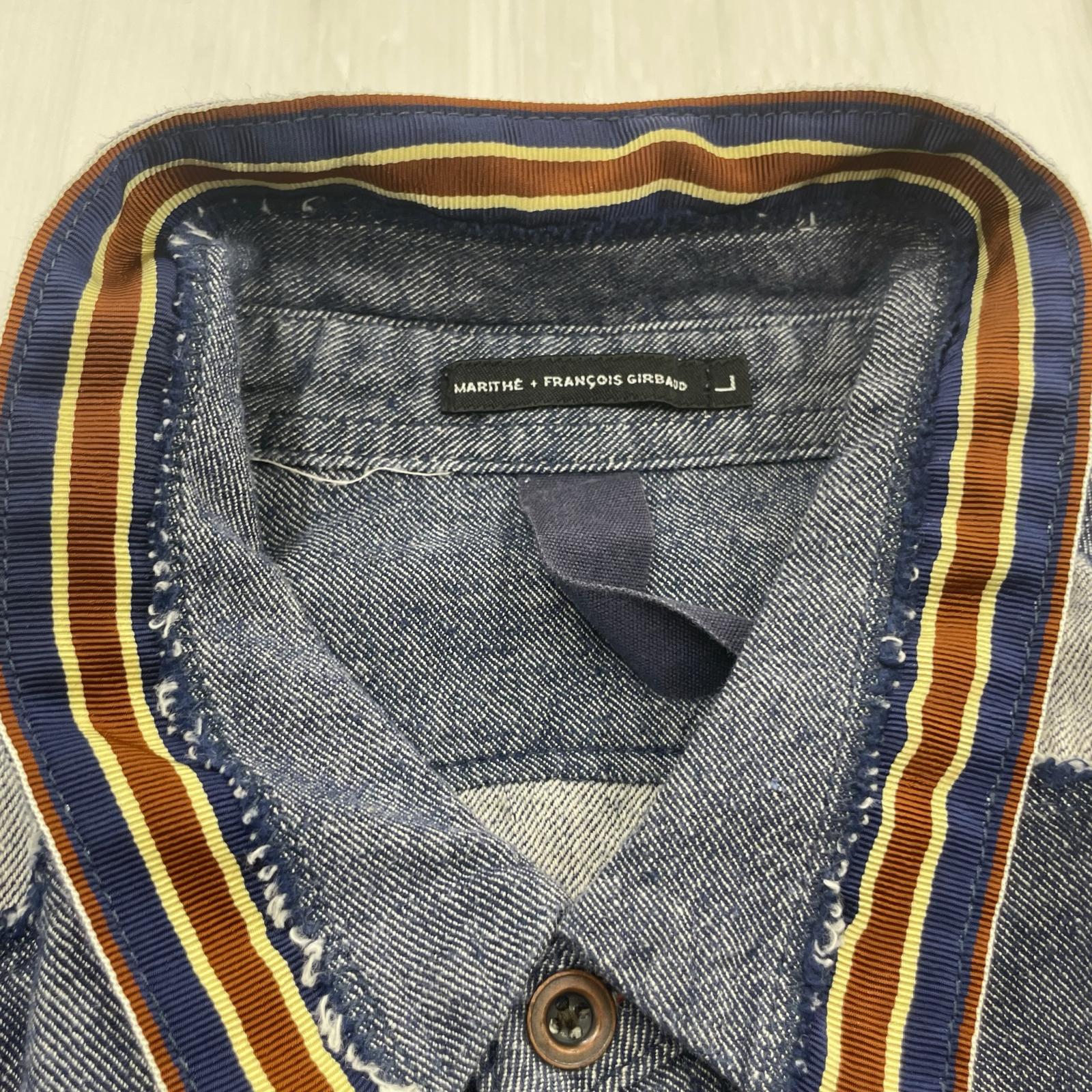 長袖シャツ MARITHE + FRANCOIS GIRBAUD パッチワークデザインシャツ L ブルー L ブルー