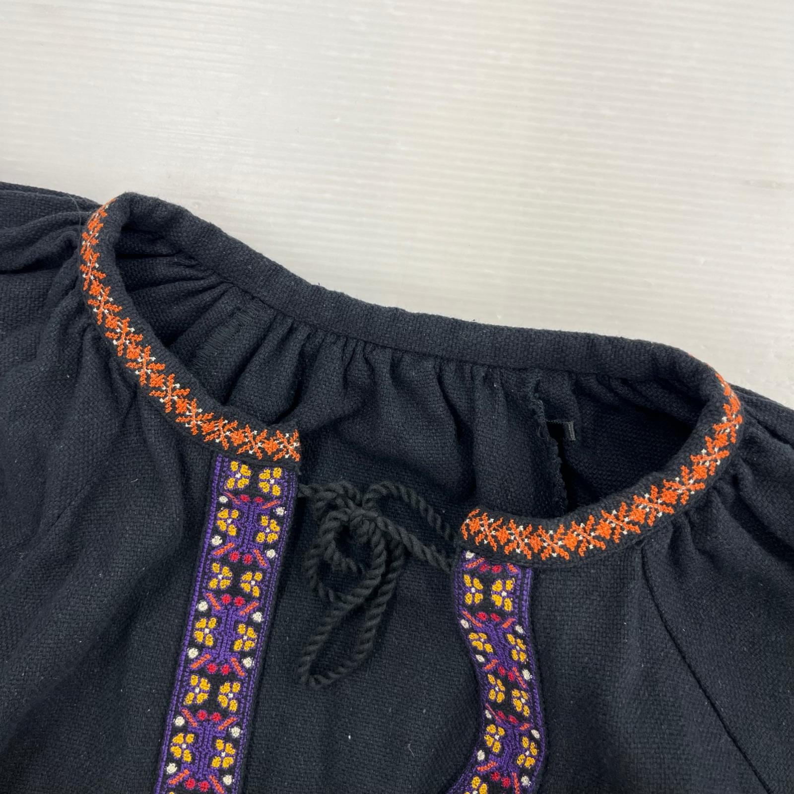その他アウター Freada ｲﾝﾄﾞ刺繍 前開きガウン ブラック