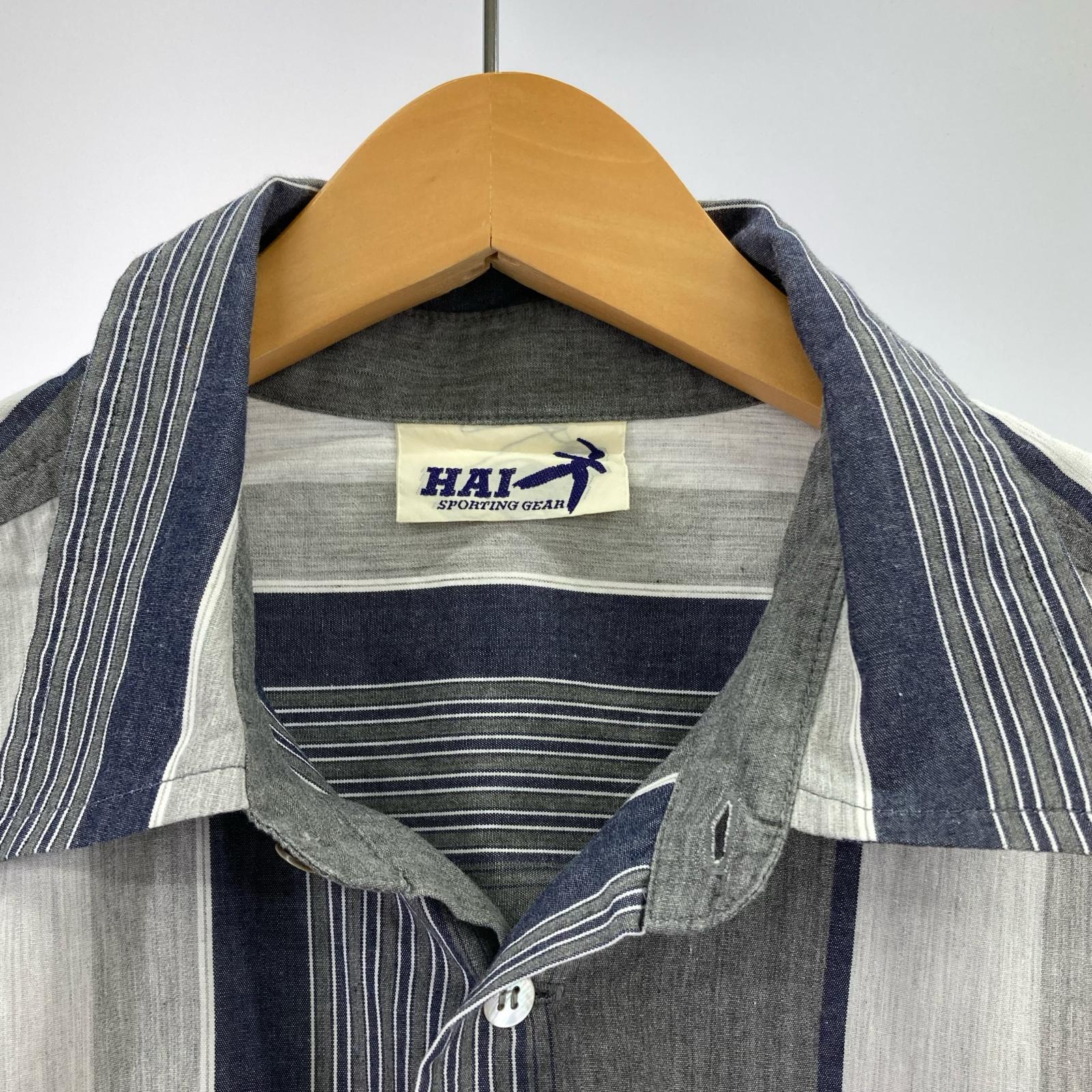 長袖シャツ ISSEY MIYAKE HAI SPORTING GEAR ストライプシャツ M 紺 M グレー