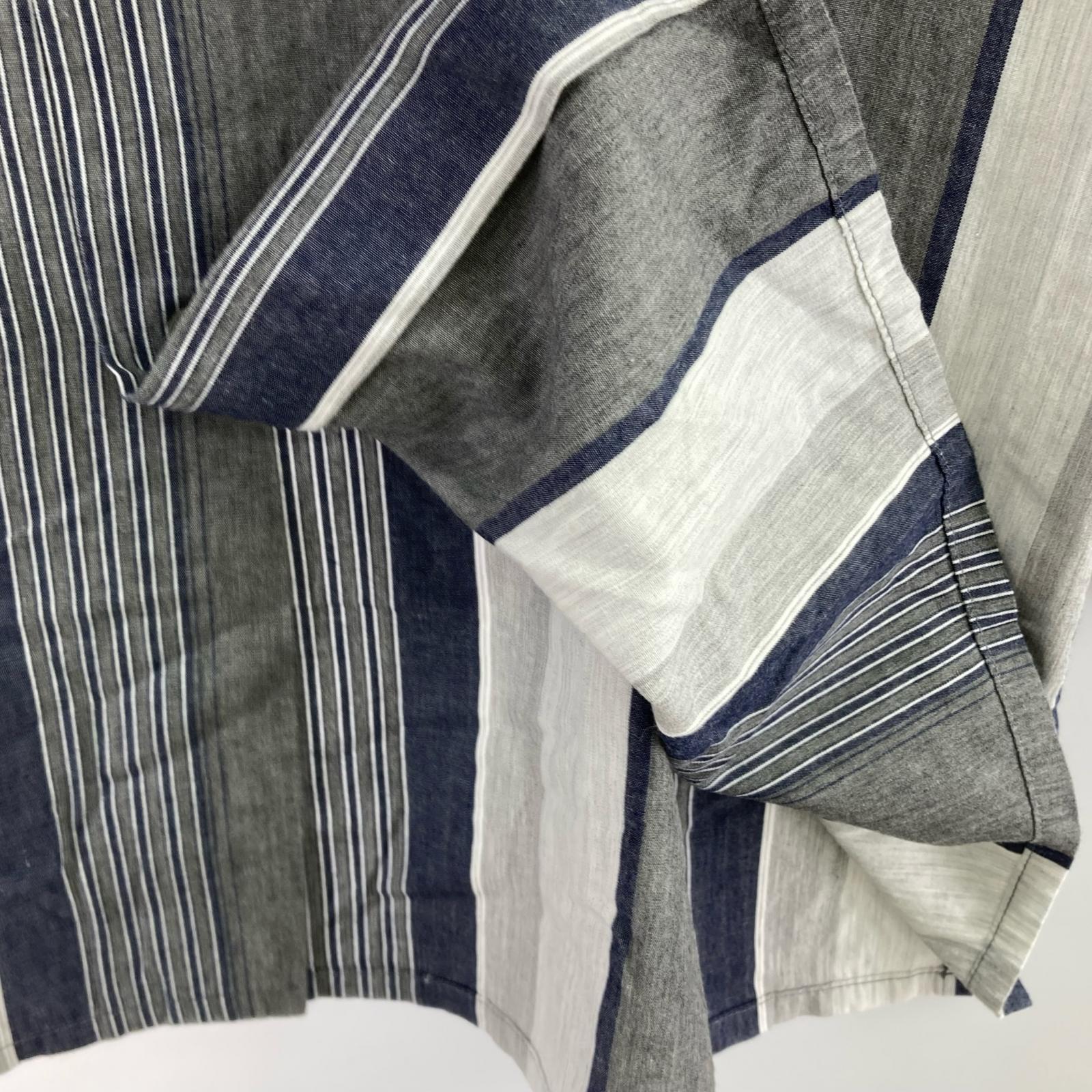 長袖シャツ ISSEY MIYAKE HAI SPORTING GEAR ストライプシャツ M 紺 M グレー