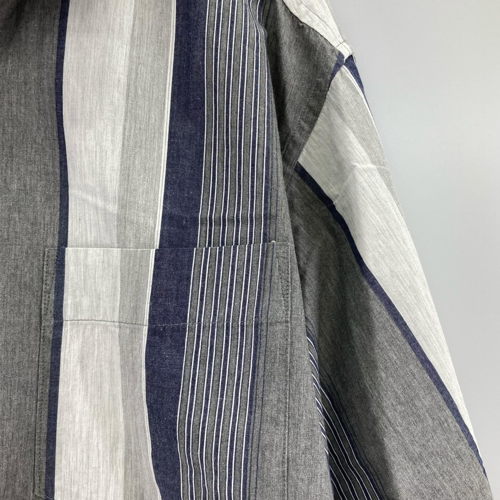 長袖シャツ ISSEY MIYAKE HAI SPORTING GEAR ストライプシャツ M 紺 M グレー