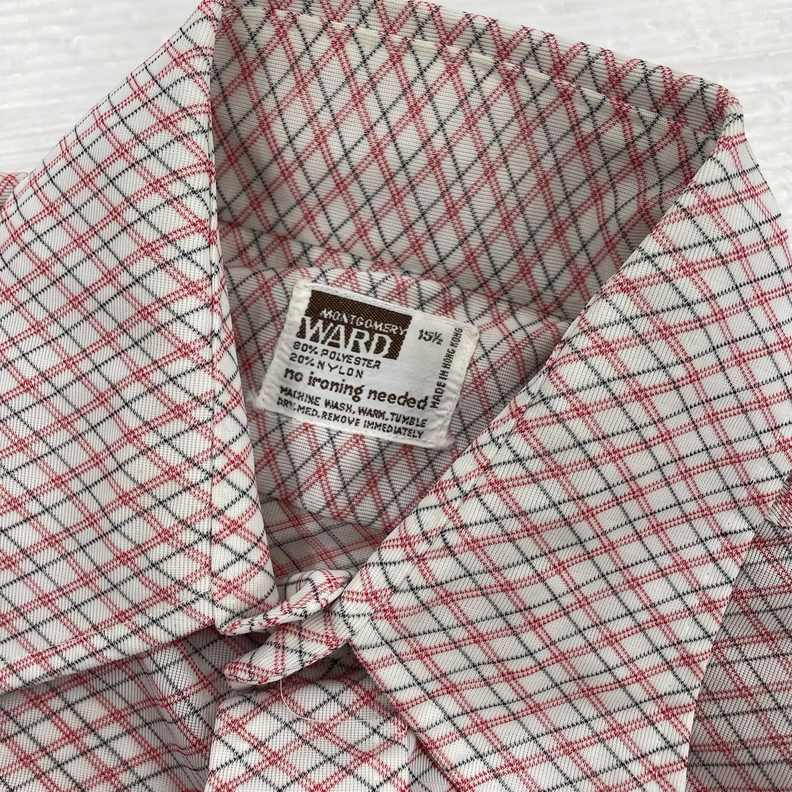 半袖シャツ MONTGOMERY WARD 70S~ 格子柄 赤