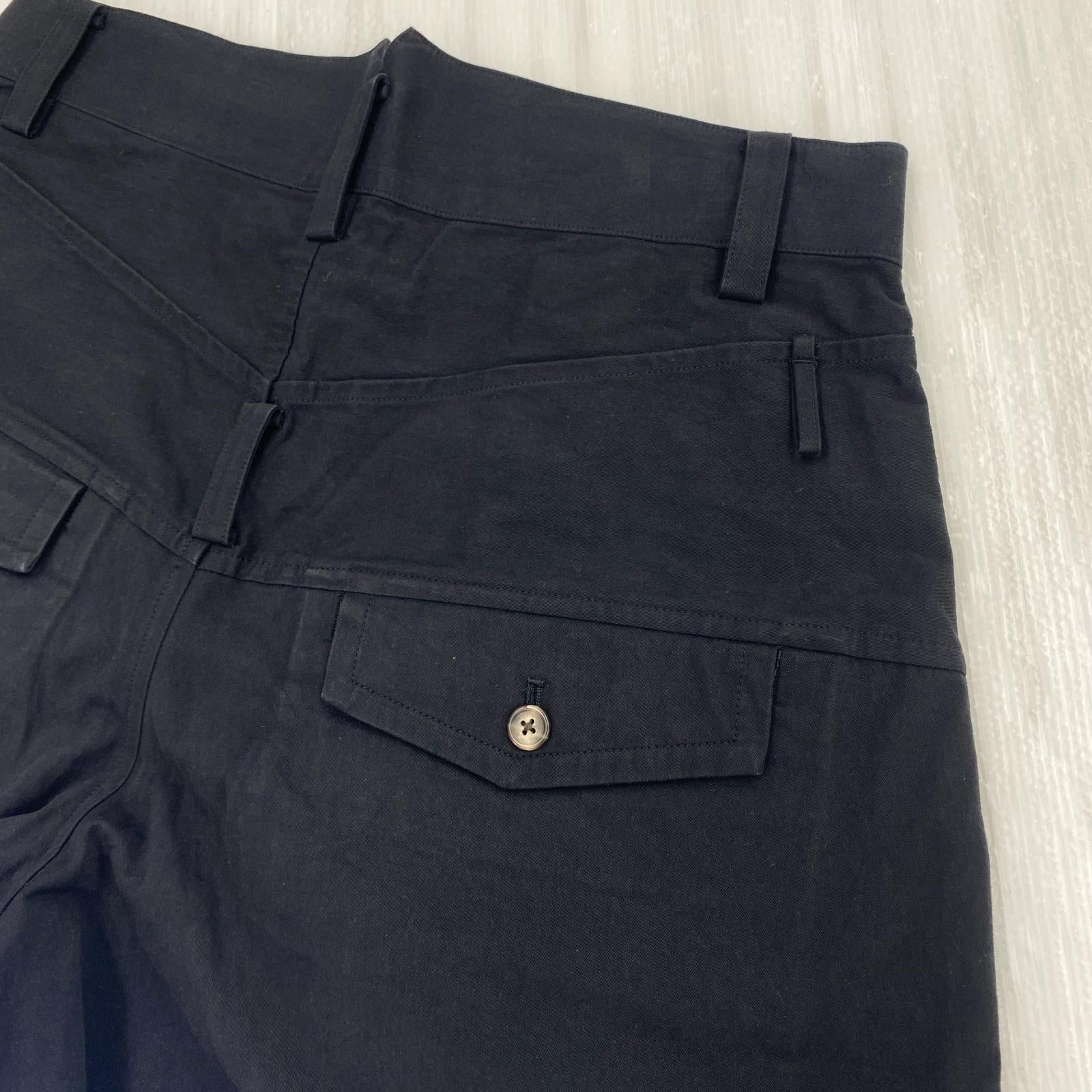 ショートパンツ タック ワイドショーツ コットン 黒 (46) 46 ブラック