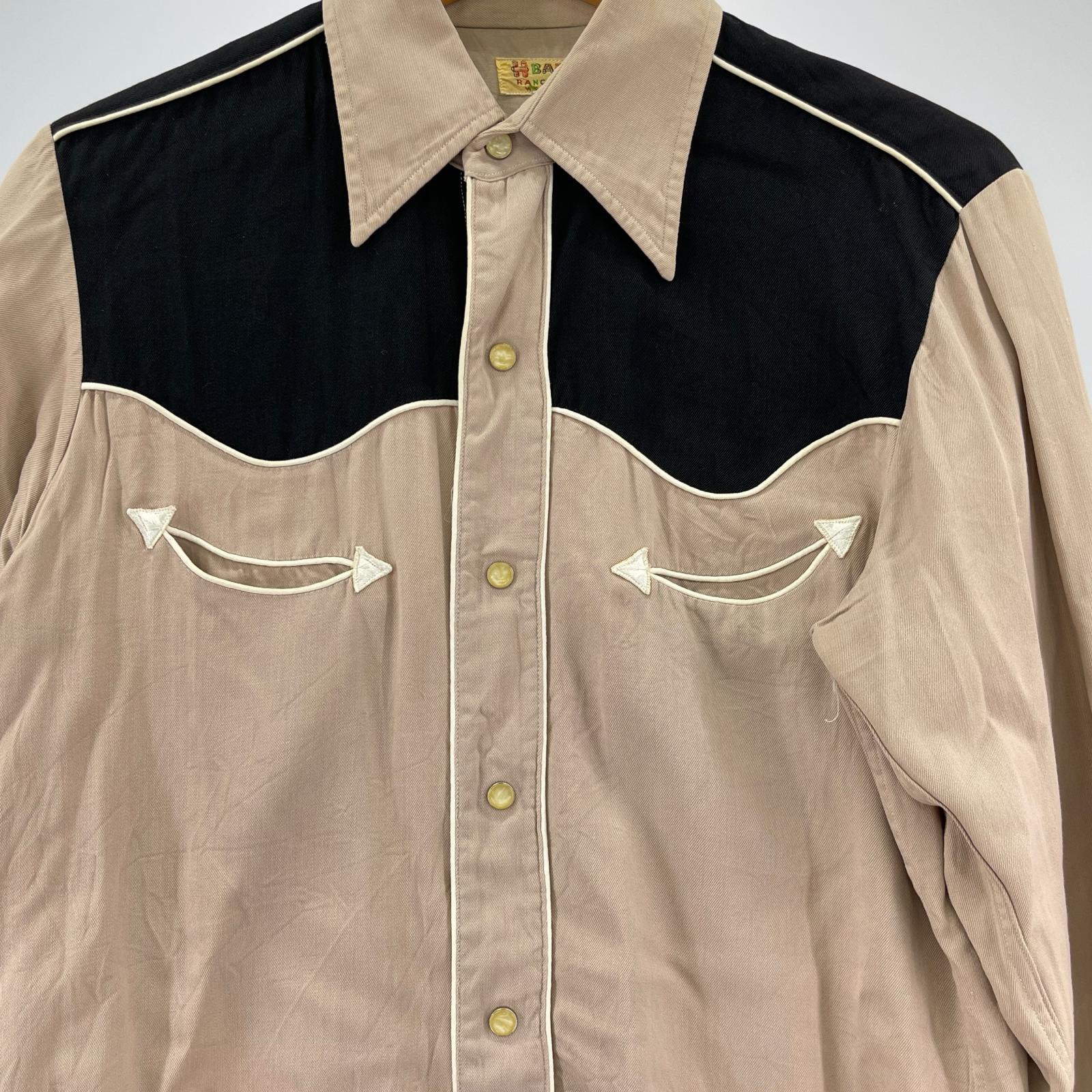 長袖シャツ 50s H BAR C レインボータグ ウエスタンシャツ ピンク