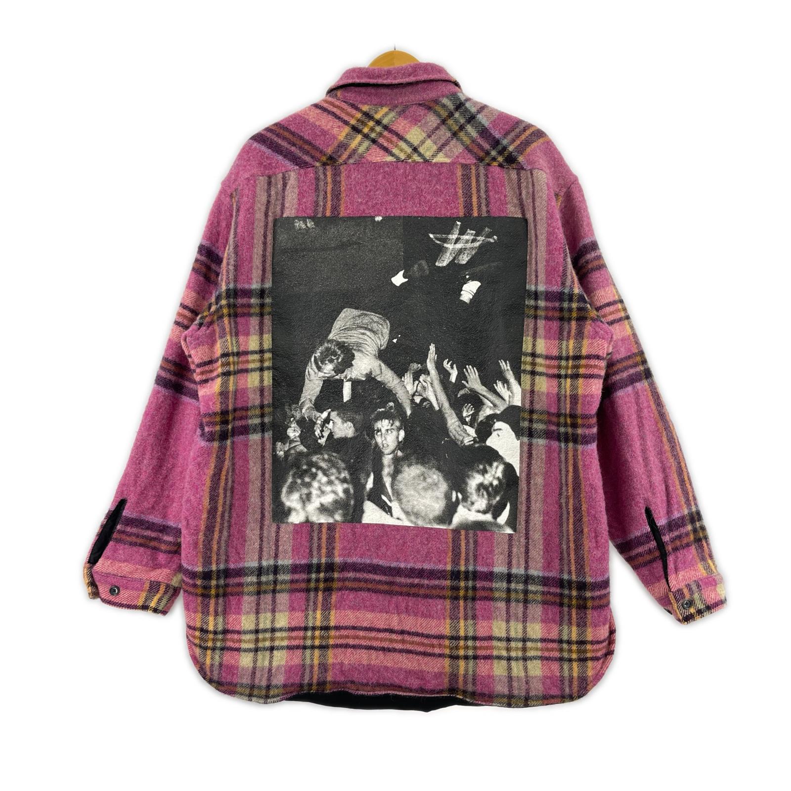 ジャケット 20SS バックプリント ウール チェック シャツジャケット ピンク L L