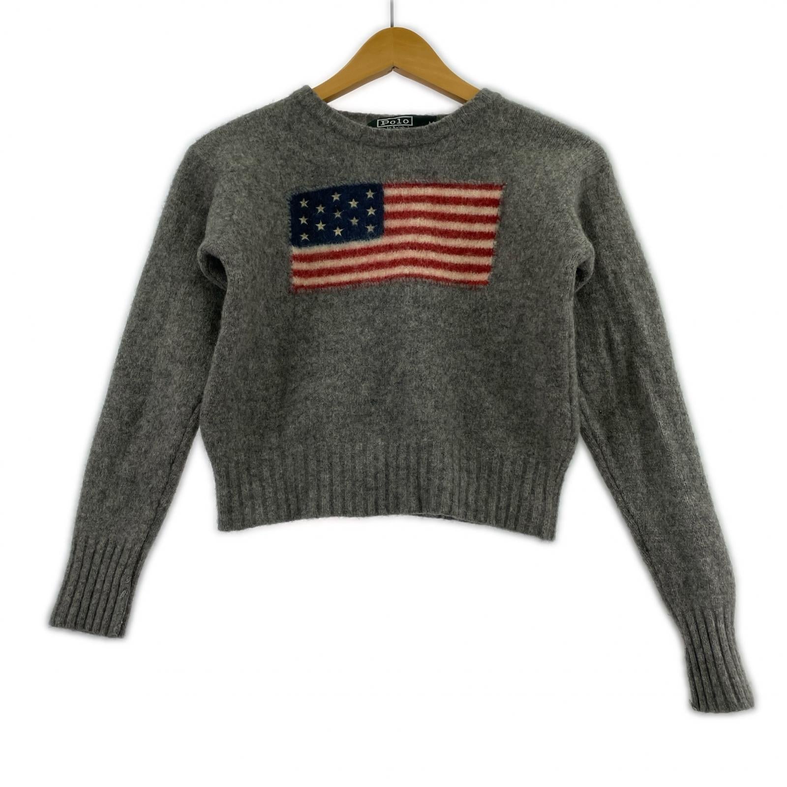 ニット アメリカ国旗 ウール グレー (M) M グレー