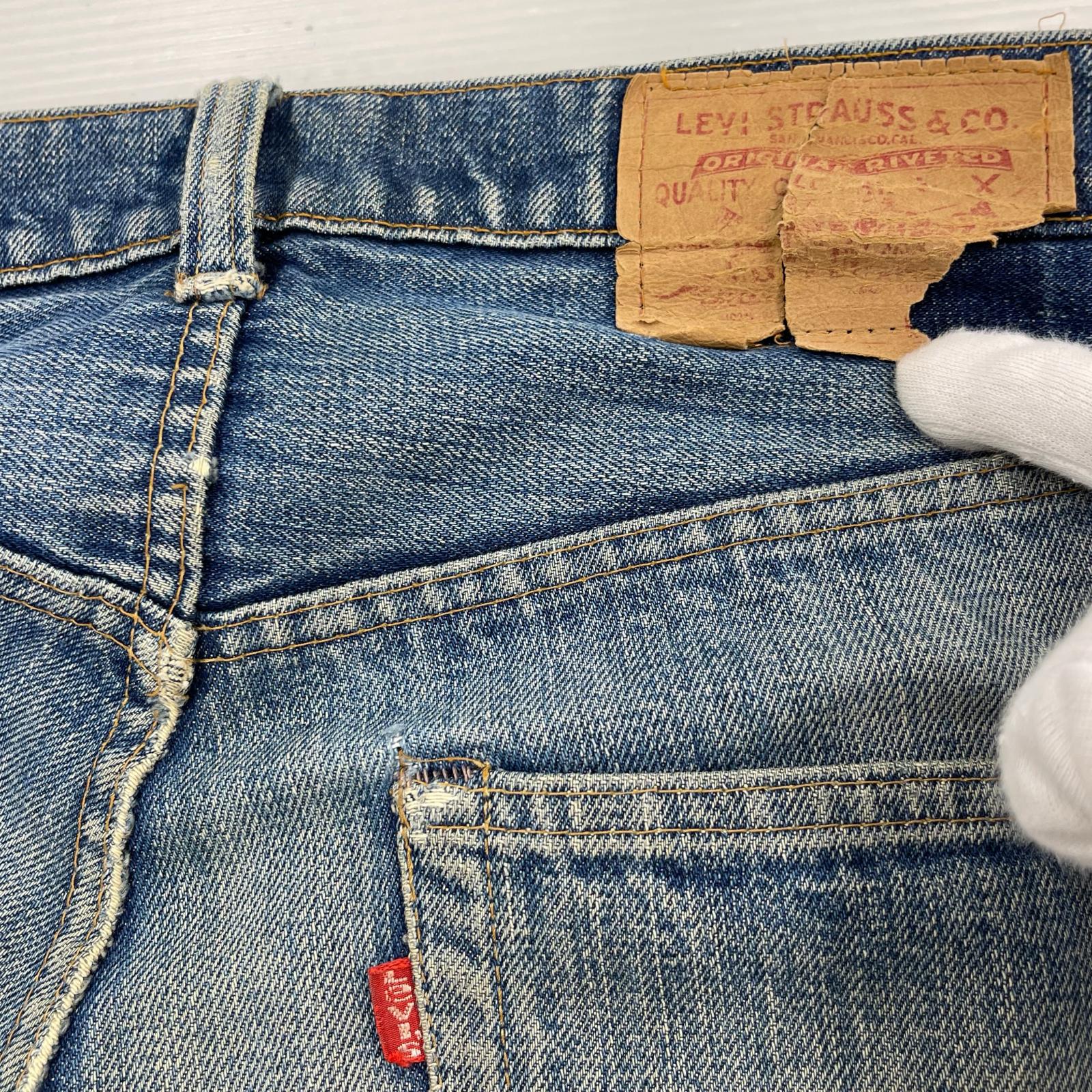 デニムパンツ 70s 505 66前期 襤褸 刻印5 42TALON ネイビー
