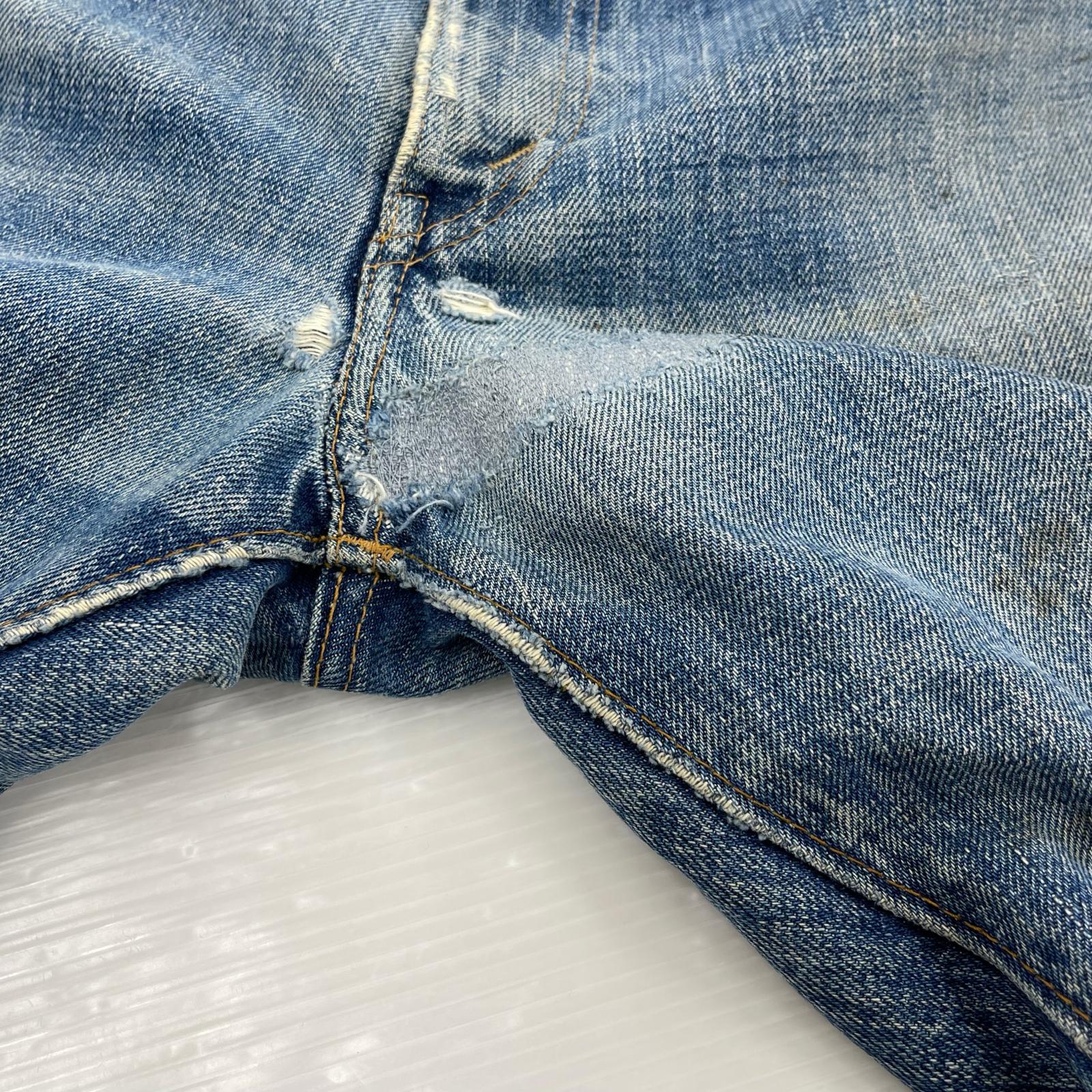 デニムパンツ 70s 505 66前期 襤褸 刻印5 42TALON ネイビー