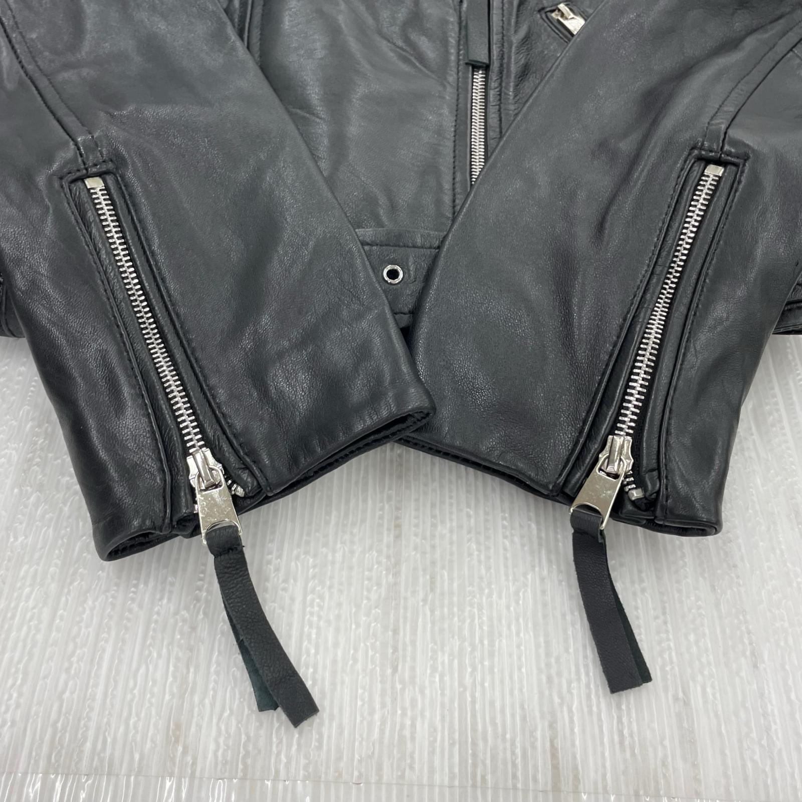 ライダースジャケット ラムレザー ダブルライダース S ブラック S ブラック