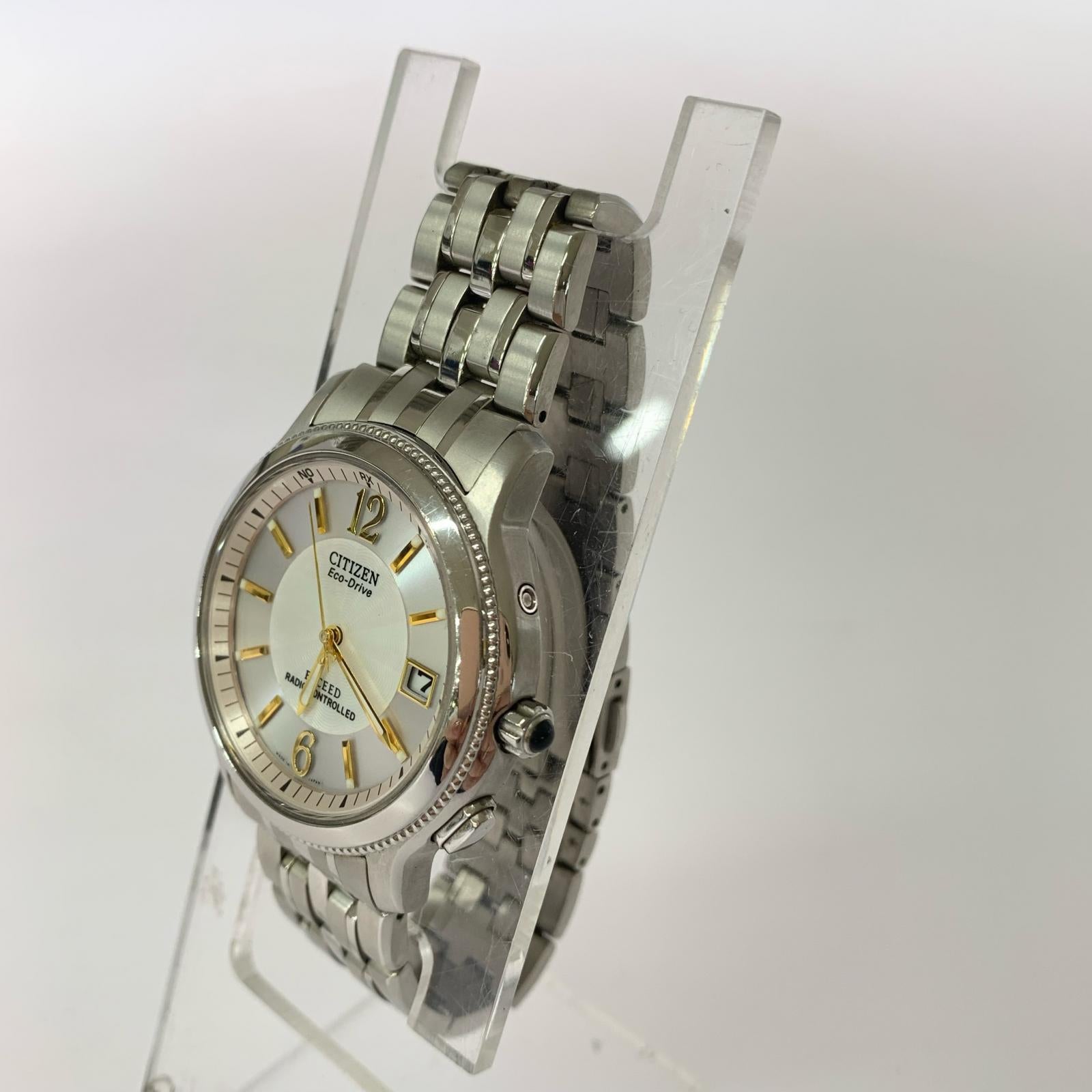 腕時計 EXCEED ECO-DRIVE 電波時計 シルバー