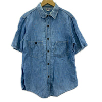 半袖シャツ IRONALLS ショートスリーブワークシャツ 青 ブルー