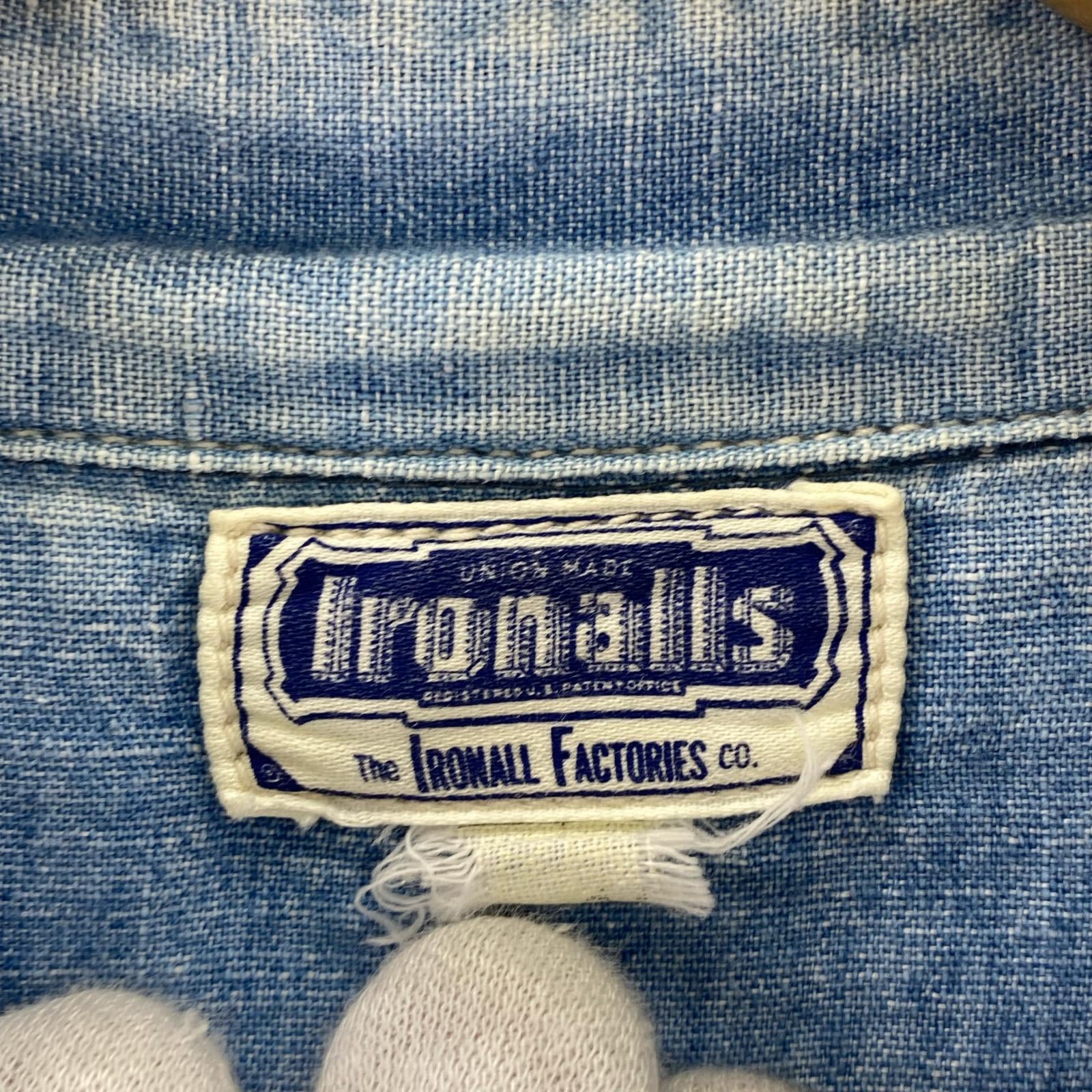 半袖シャツ IRONALLS ショートスリーブワークシャツ 青 ブルー