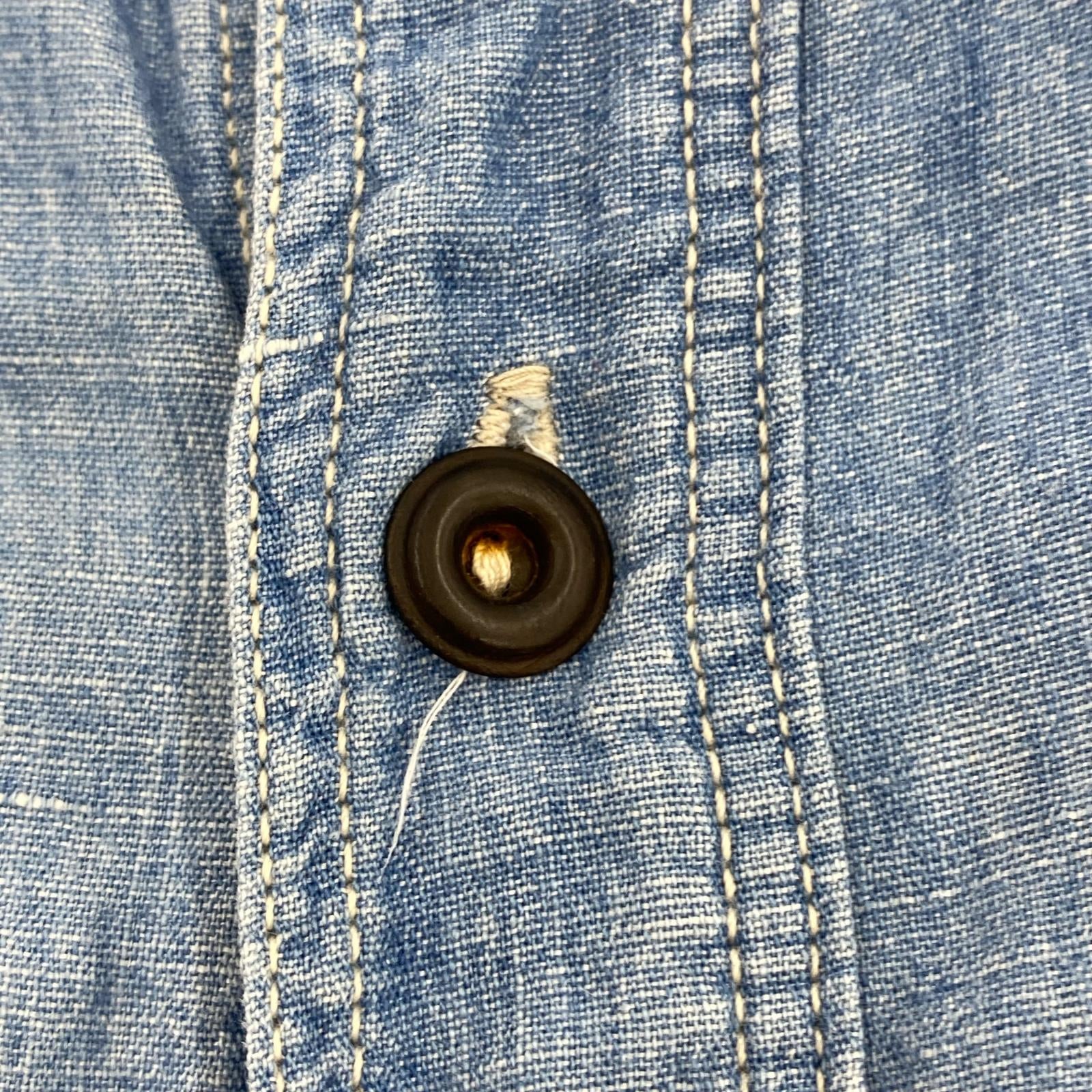 半袖シャツ IRONALLS ショートスリーブワークシャツ 青 ブルー