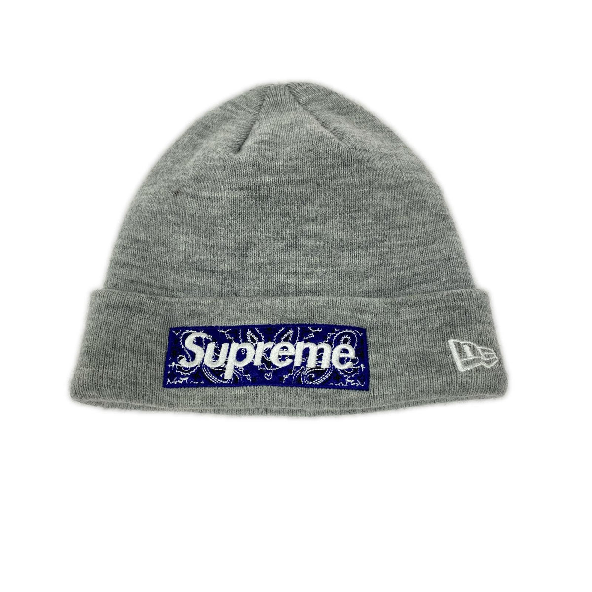 ニットキャップ 19AW Bandana Box Logo New Era Beanie 灰 グレー