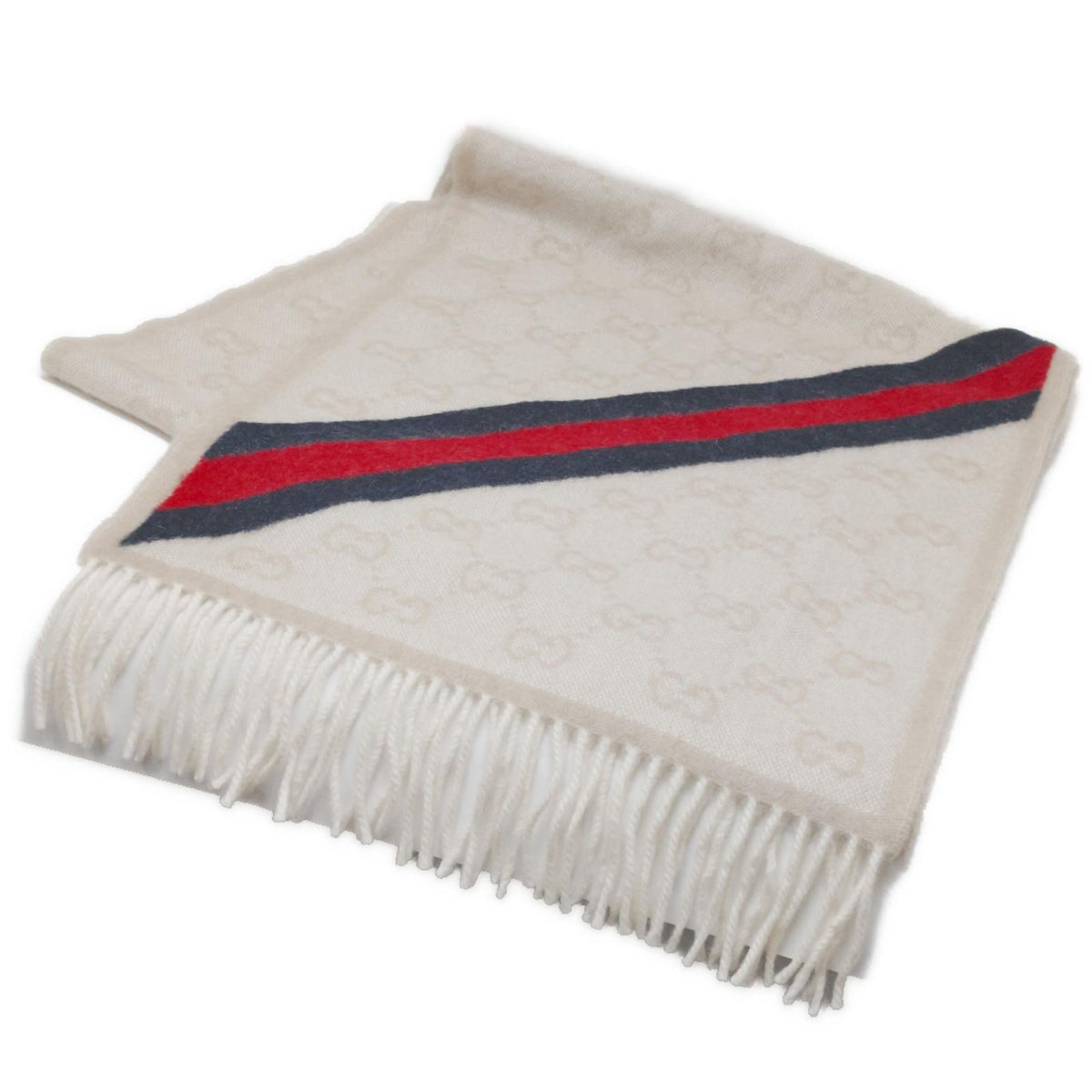 GUCCI マフラー 570603 3GB18 アルパカ混 ウールフリンジマフラー GG柄