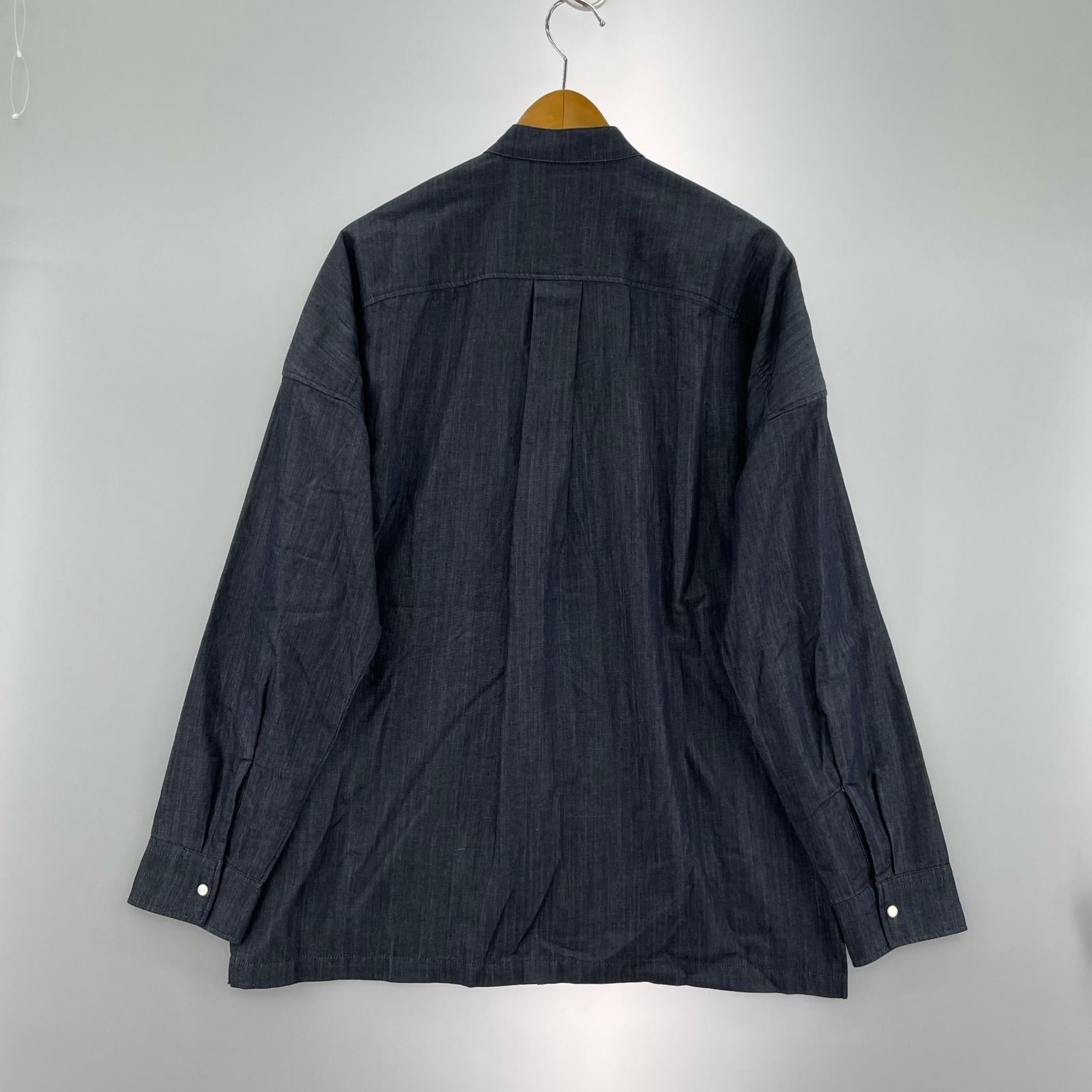 長袖シャツ 5.5oz DENIM ONEWASH BAND COLLAR SHIRT 1 ネイビー